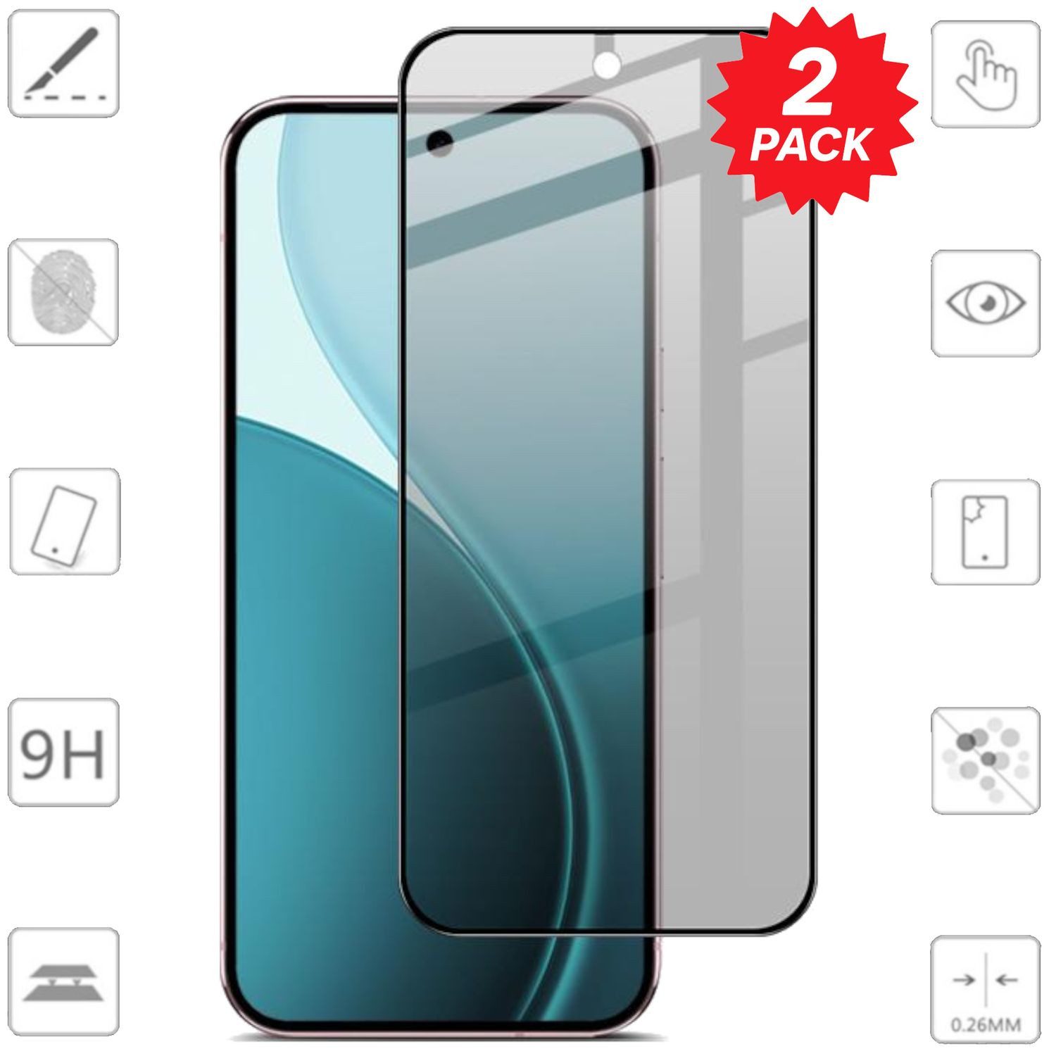 Wigento Handyhülle Für Google Pixel 10 / 10 Pro 2x 2.5D 0,26mm Privacy Display Hart Glas, Spar Set Privacy Display Schutz Glas