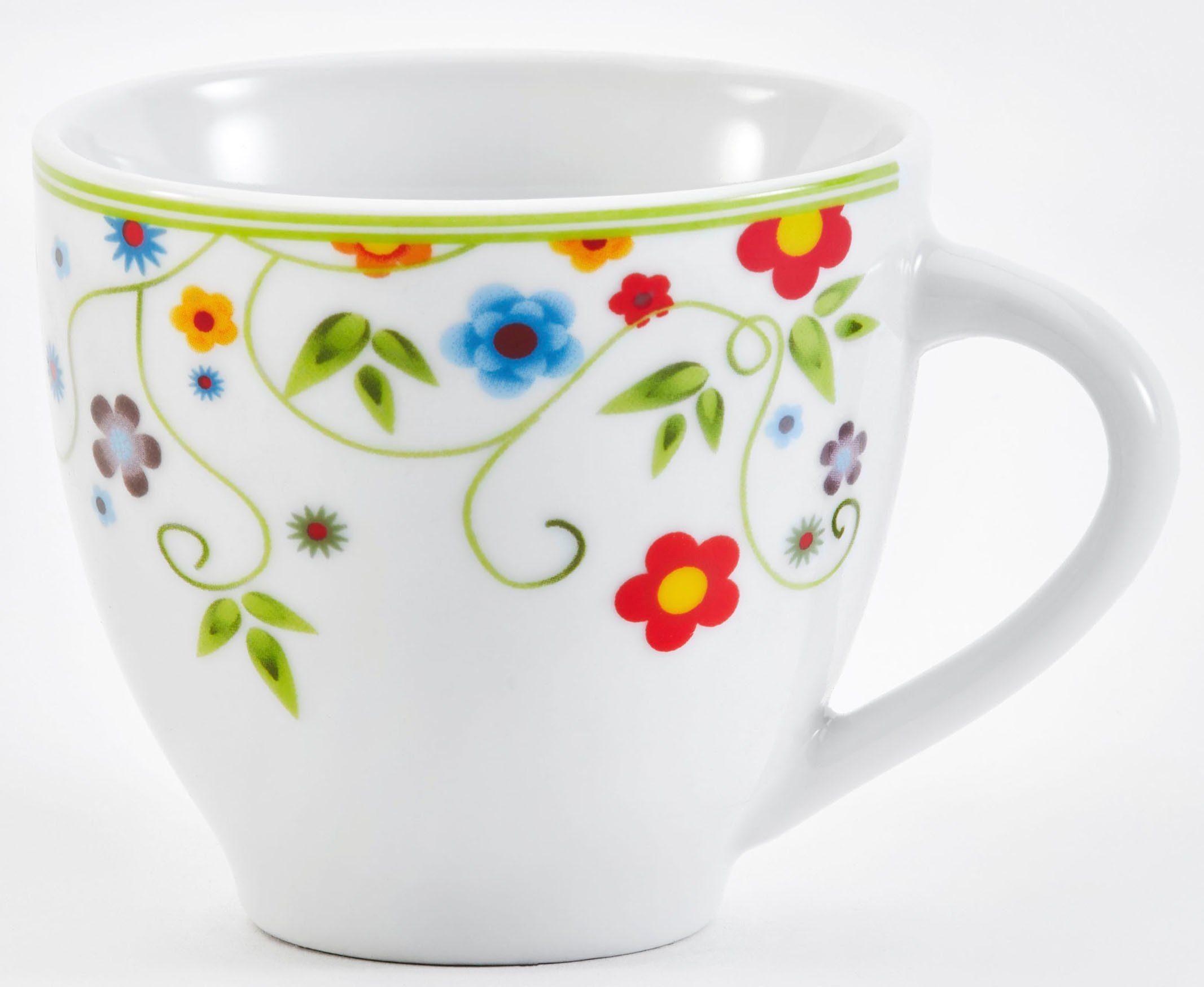 van Well Tasse Vario, 6-tlg., Porzellan, spülmaschinen- und mikrowellengeeignet, 6-teilig