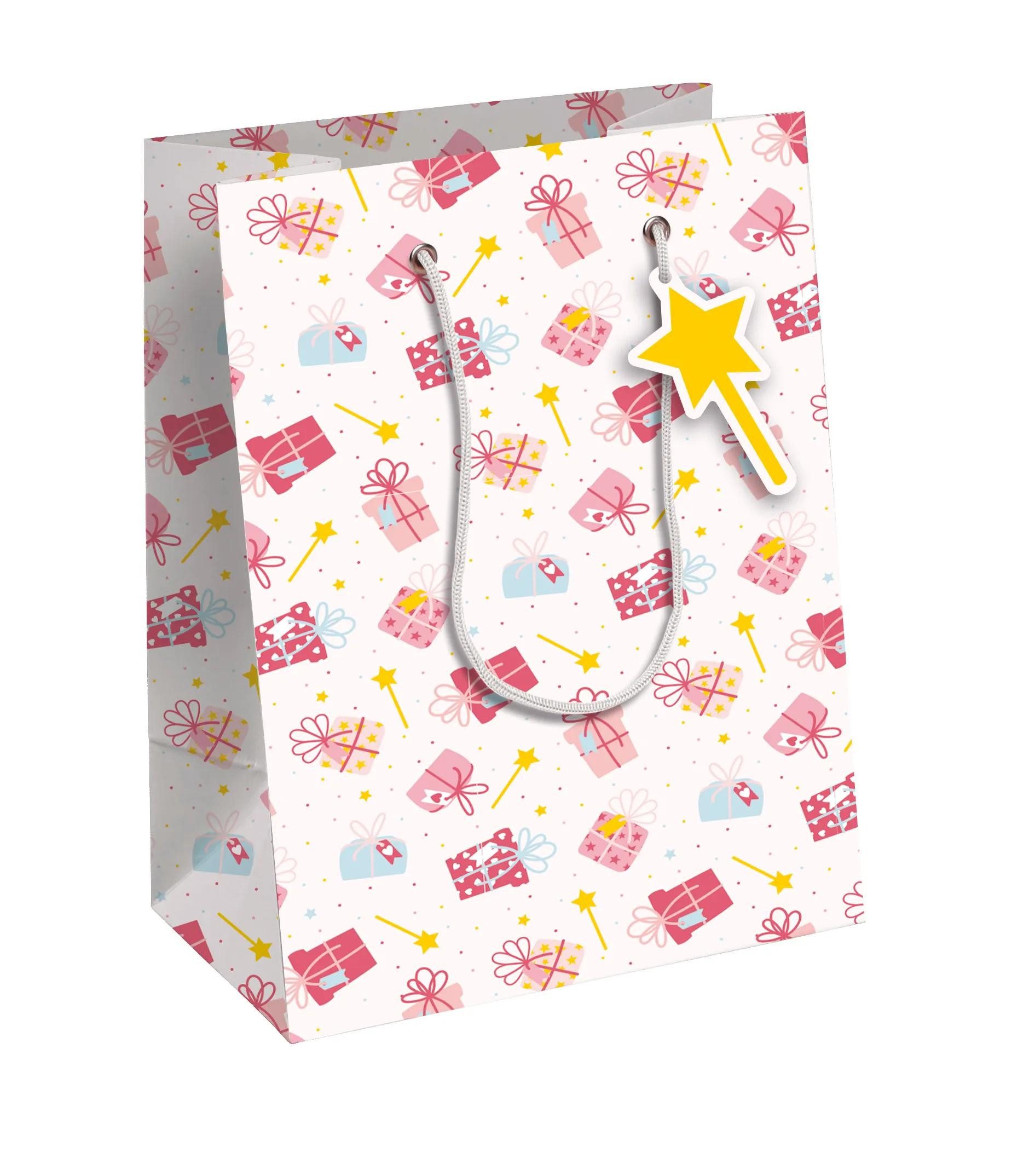 CLAIREFONTAINE Geschenkpapier 6x Excellia, Geschenktasche M 21,5x10,2x25,3 cm Rosa 32469-3C, Tasche