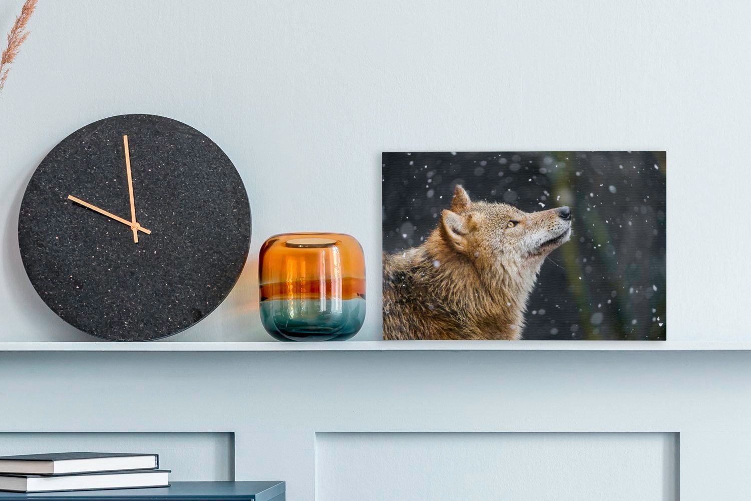 OneMillionCanvasses® Leinwandbild Wolf - Fell - Schneeflocke - Winter, Foto günstig online kaufen