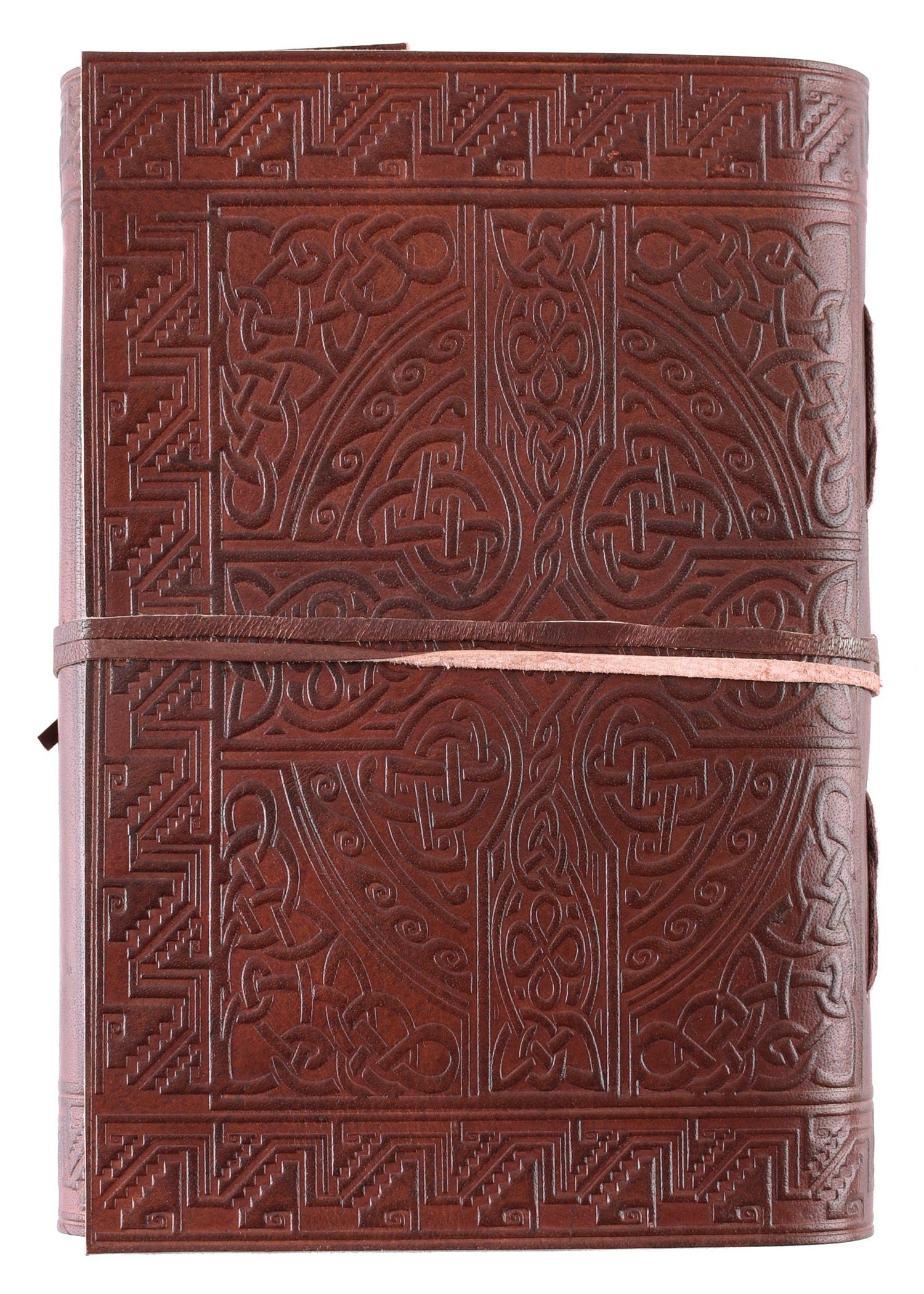 Battle Merchant Ritter-Kostüm Lederbuch mit Pentagramm, Braun, ca. 21 x 14 cm