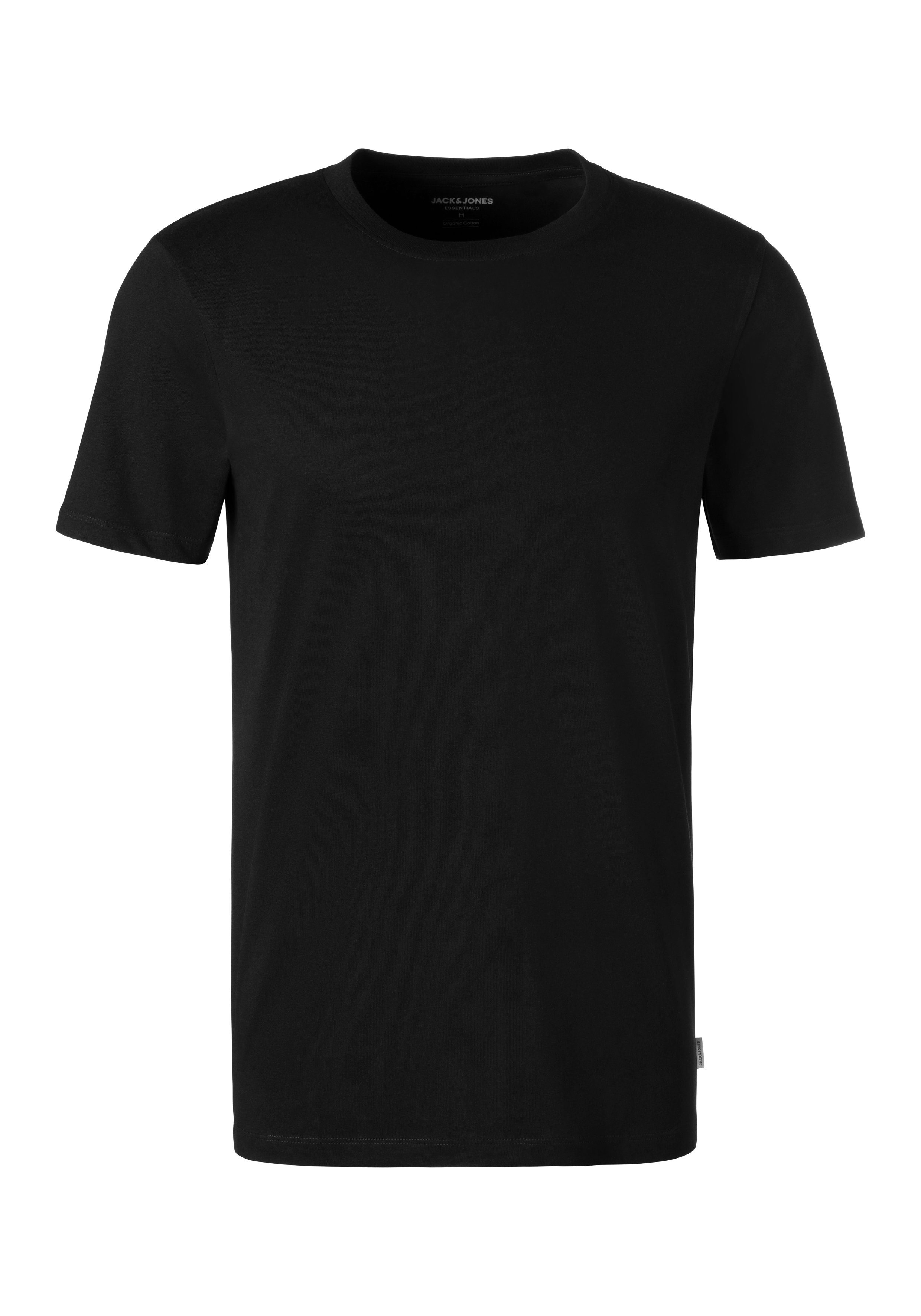 Jack & Jones T-Shirt JACBASIC mit Rippbündchen und angenehmem Tragekomfort (2er-Pack) unifarben, modisch, regular fit, Baumwolle, Rundhals