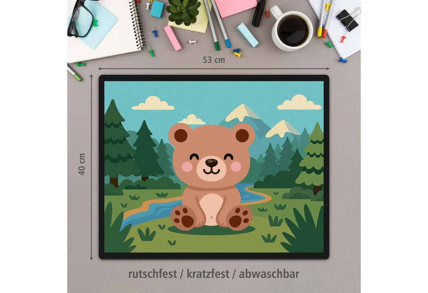 Thumbnail - itenga Schreibtischunterlage itenga Schreibunterlage V1 Motiv BÄR im Kawaii Design