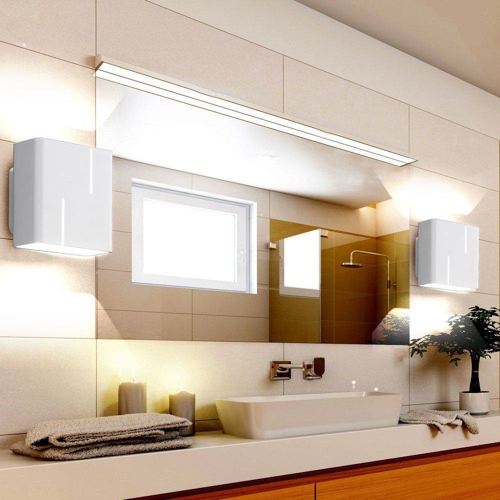etc-shop LED Wandleuchte, LED-Leuchtmittel fest verbaut, Warmweiß, 2er Set LED Wand Leuchte Wohn Ess Zimmer Lampe Flur Büro Küchen | Wandleuchten