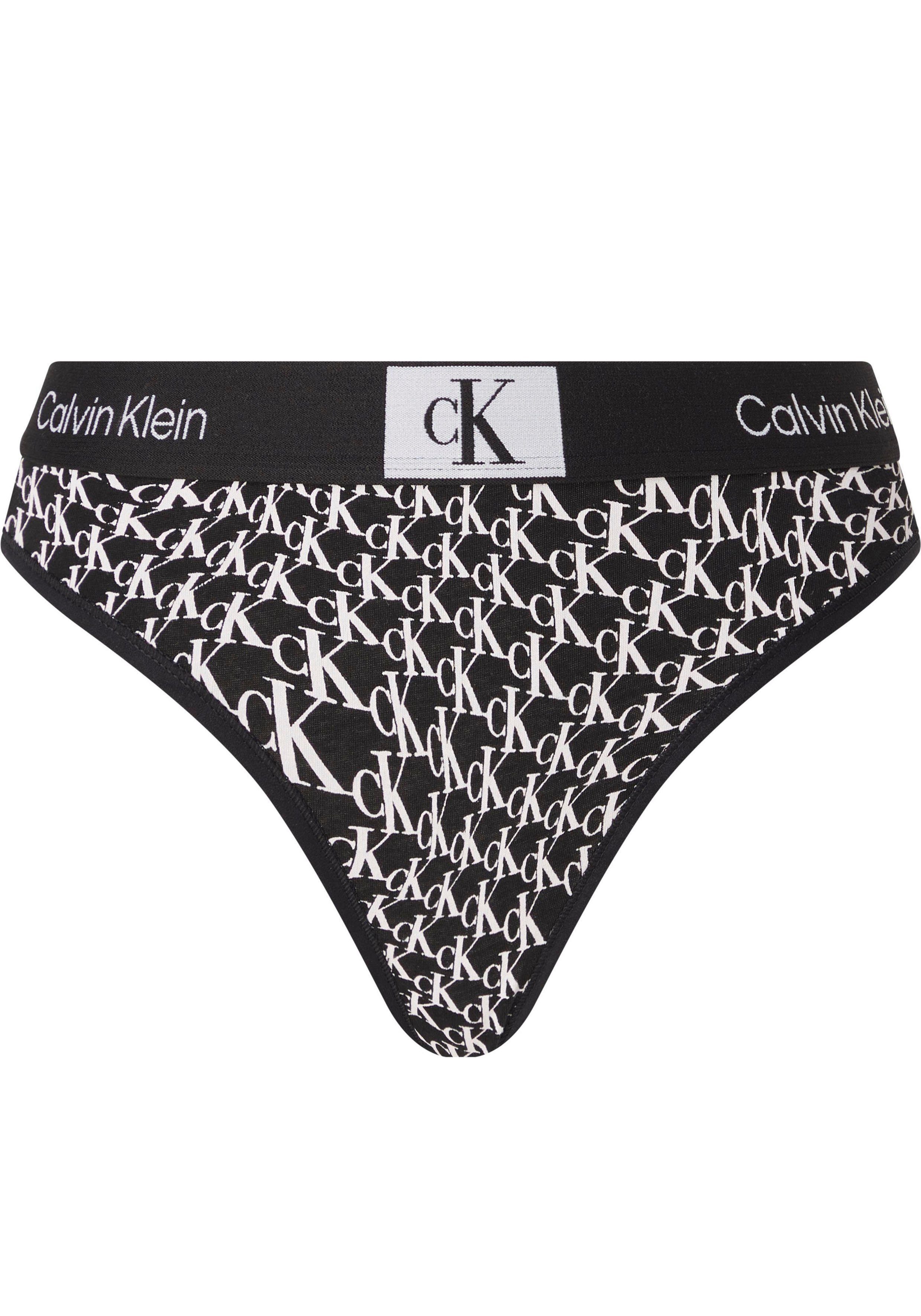 Calvin Klein Underwear T-String MODERN THONG WARPED-LOGO/BLACK mit Alloverprint