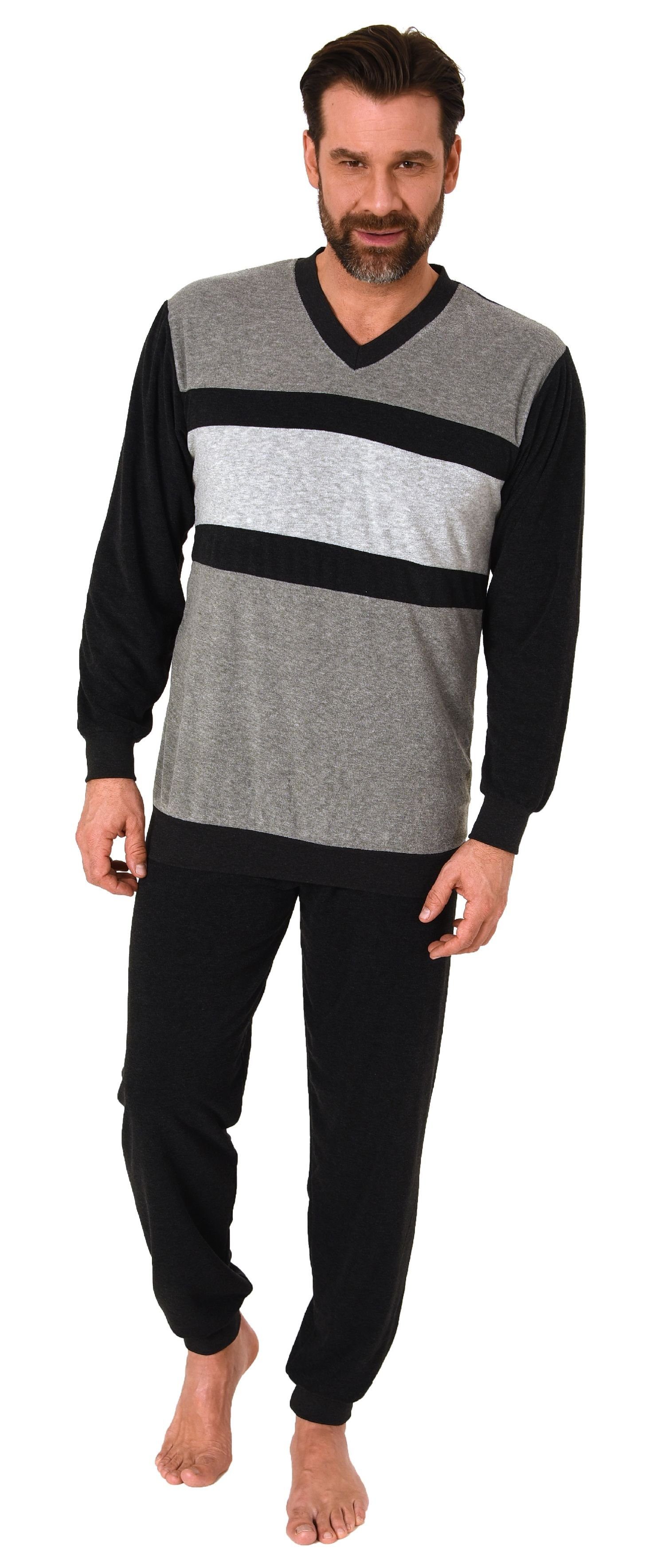 Normann Pyjama Herren Frottee langarm Schlafanzug günstig online kaufen