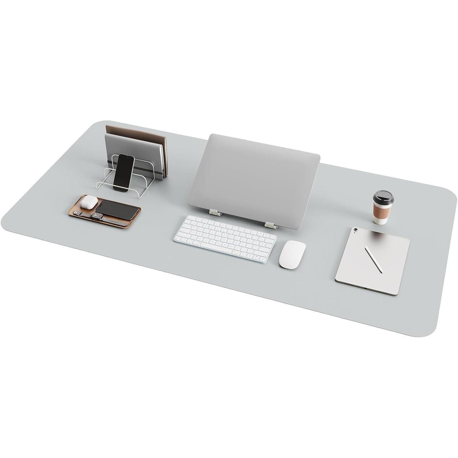 LuxusKollektion Schreibtischunterlage Schreibtischunterlage Mauspad Wildleder Laptop Silbergrau 100*50cm