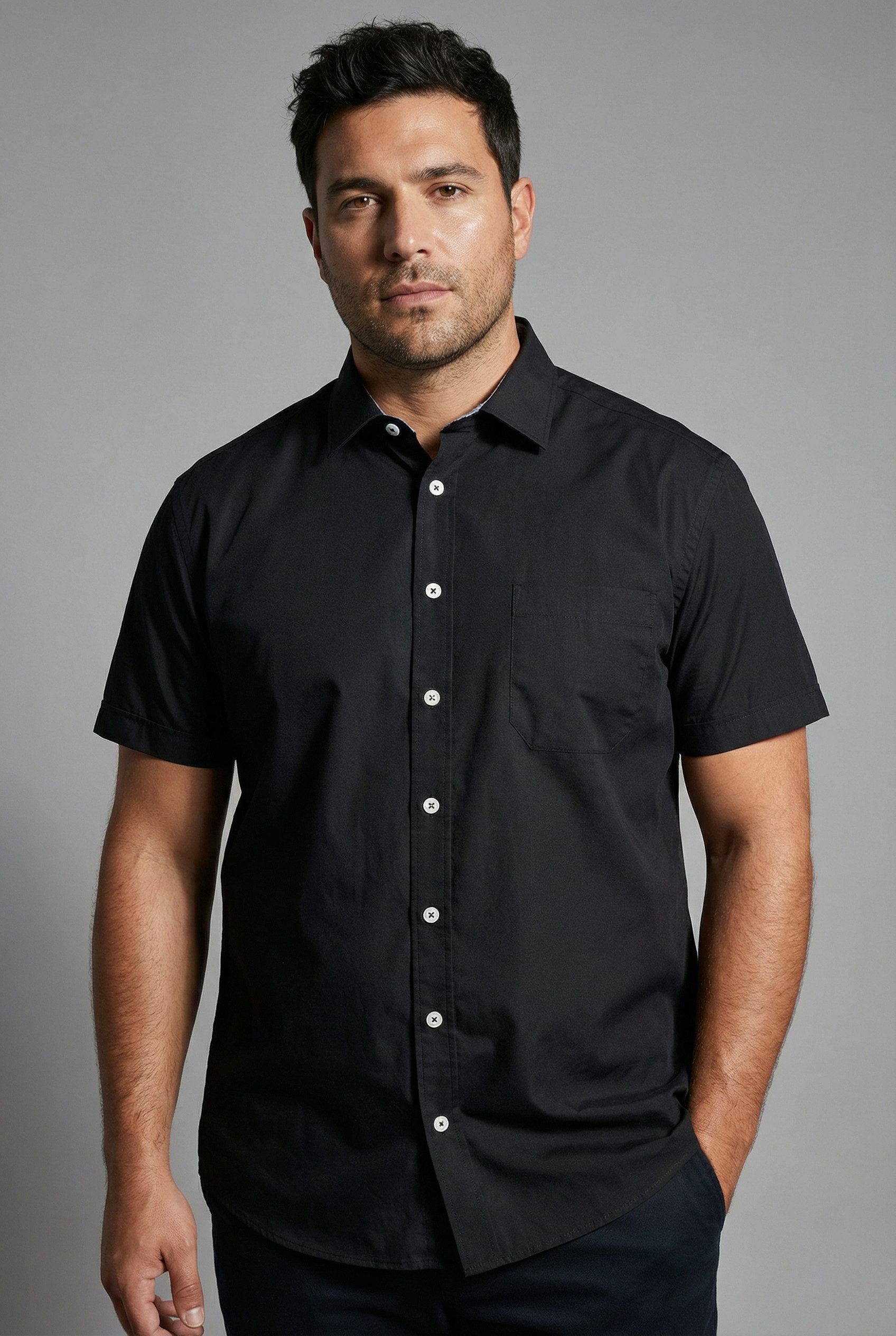 Man's World Plus Kurzarmhemd Kurzarm, für verschiedene Anlässe, aus Baumwolle und Polyester