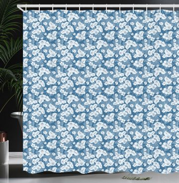 Abakuhaus Duschvorhang Moderner Digitaldruck mit 12 Haken auf Stoff Wasser Resistent Breite 175 cm, Höhe 180 cm, Blumen Retro Blue Design Blumen