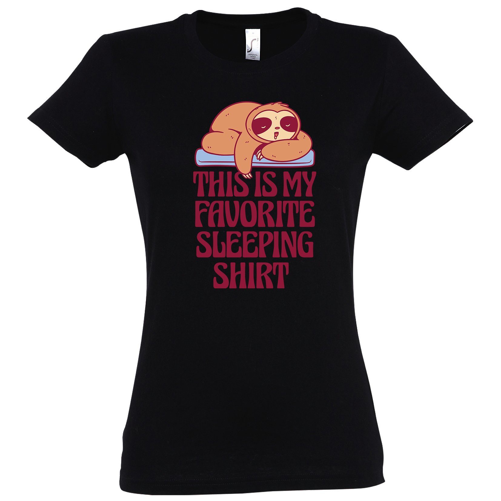 mit Sleeping Designz süßem Favorite Schwarz T-Shirt Frontprint Youth Shirt Damen My