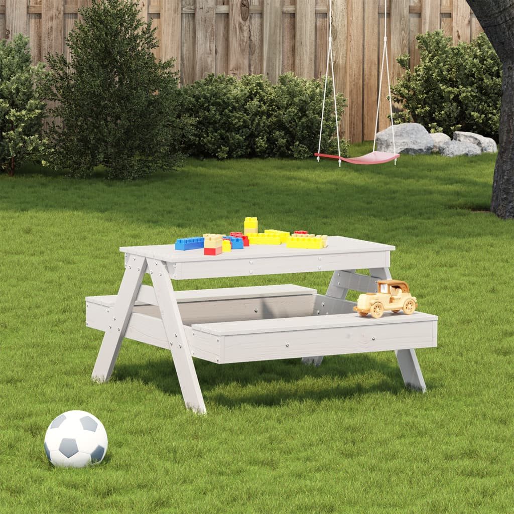 vidaXL Gartentisch Picknicktisch für Kinder Weiß günstig online kaufen