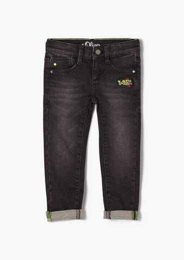 s.Oliver 5-Pocket-Jeans »Slim: Skinny leg-Jeans« Waschung, Stickerei, Artwork
