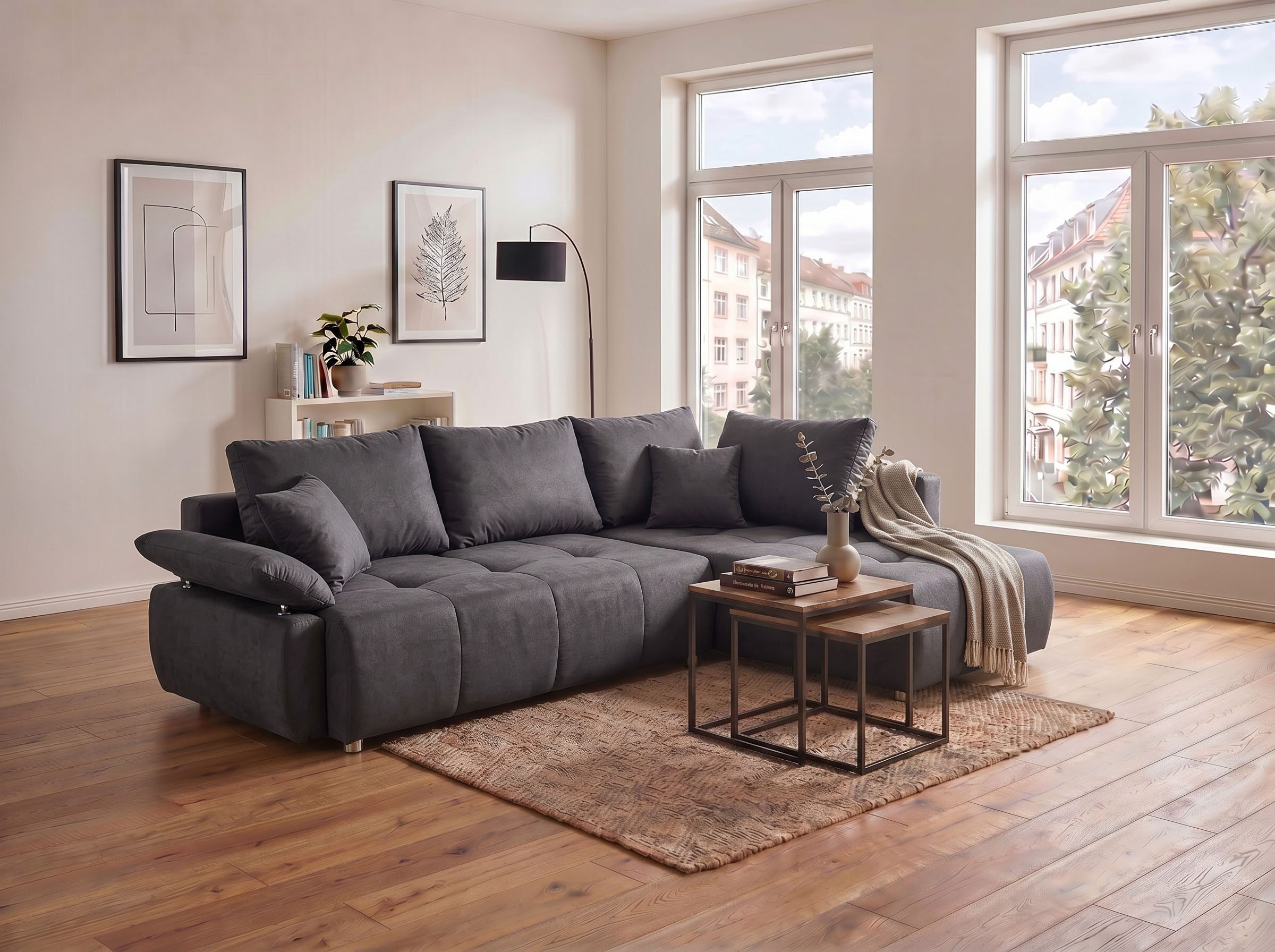 COLLECTION AB Ecksofa Funtastic L-Form, B: 213 cm, Schlaffunktion, Bettkasten, auch in Cord, Armteilverstellung, Bonnellfederkern, frei stellbar