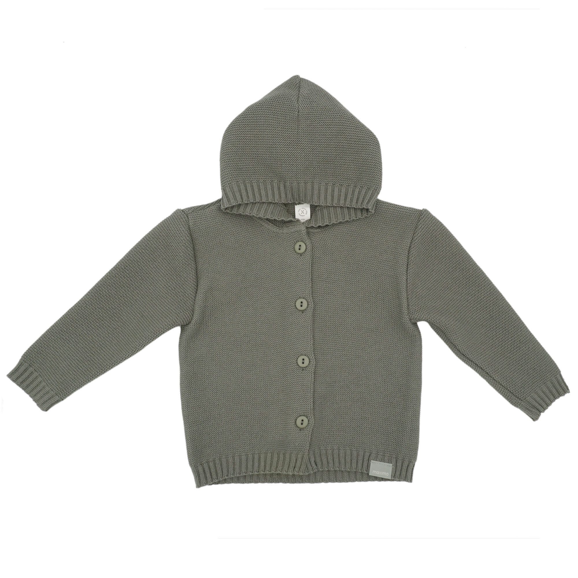 Fleecejacke GOTS BABY-Strickjacke, LL Kapuze, Knöpfe