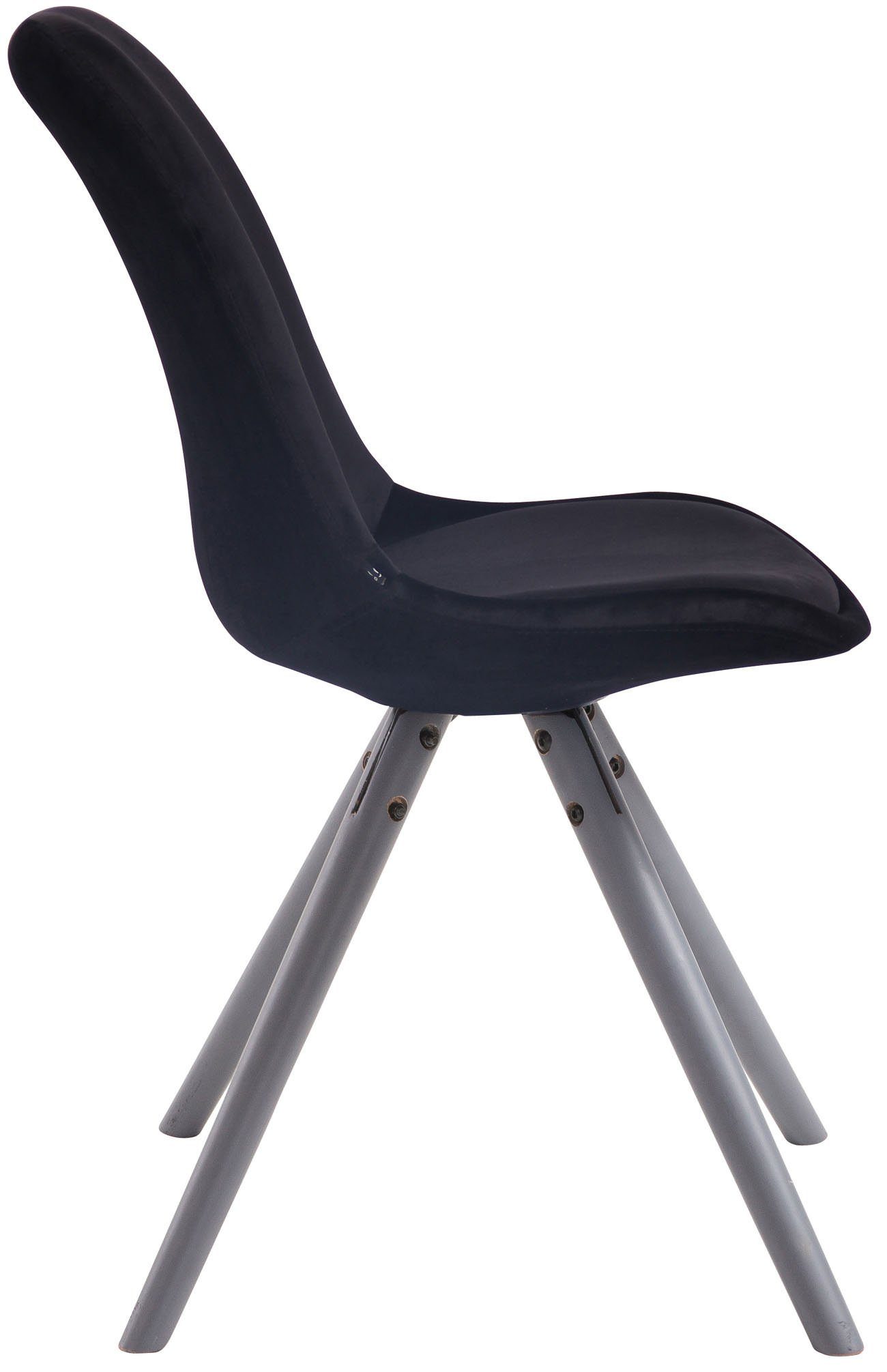 TPFLiving schwarz Sitzfläche: grau rund Samt hochwertig Toulon Besucherstuhl - Wohnzimmerstuhl), Buchenholz - Konferenzstuhl - Sitzfläche Esszimmerstuhl gepolsterter (Küchenstuhl - mit Gestell:
