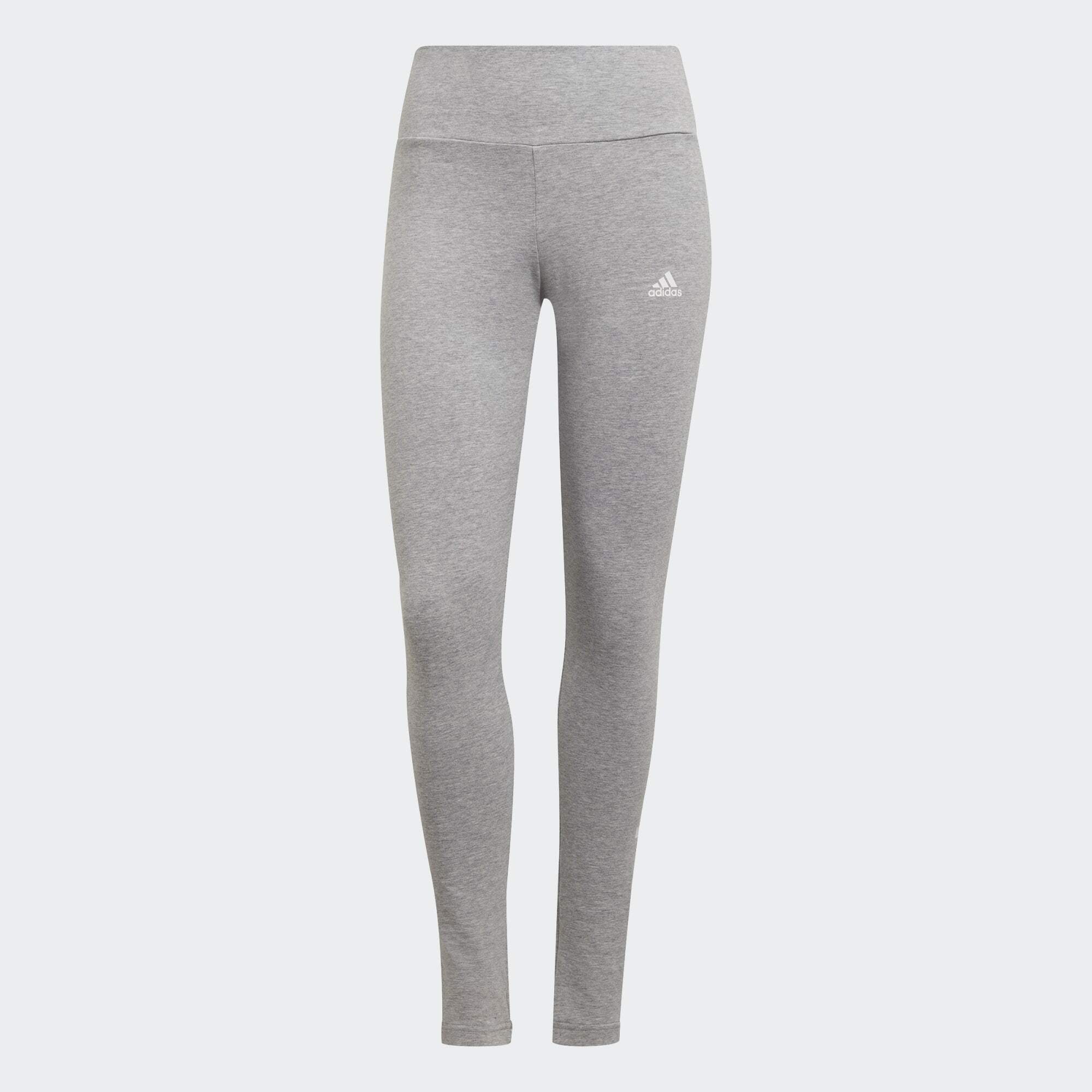 adidas LOGO Leggings Medium LEGGINGS Sportswear HIGH-WAISTED Grey Heather / White ESSENTIALS