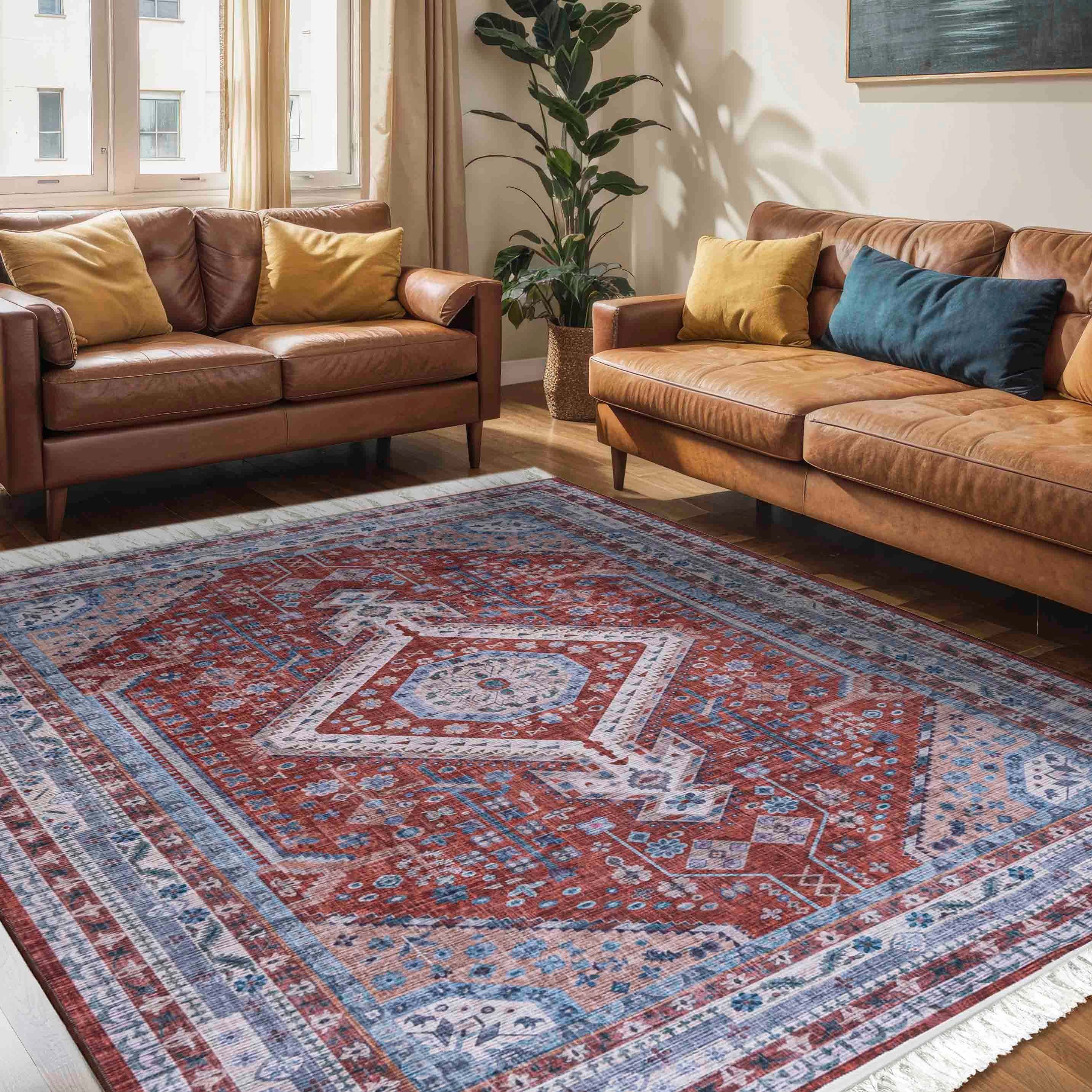 Mazovia Orientteppich Teppich Oriental Orientteppich Wohnzimmer Orient Muster Rot, 120 x 170 cm, Fußbodenheizung, Всеrgiker geeignet, Rutschfest