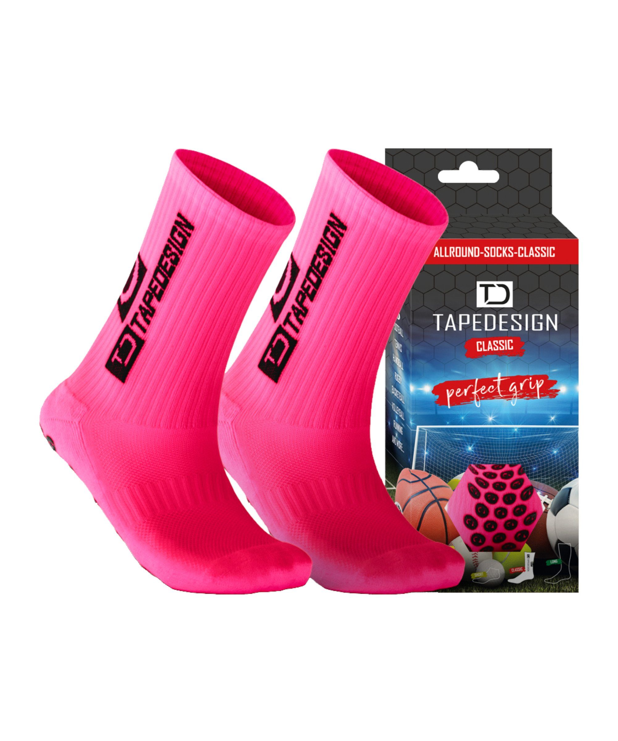 Sportsocken Socken default Tapedesign Gripsocks pinkschwarz