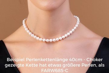 Gaura Pearls Perlenkette Klassische weiß rund 7.5-8 mm 40 cm echte Süßwasserzuchtperlen