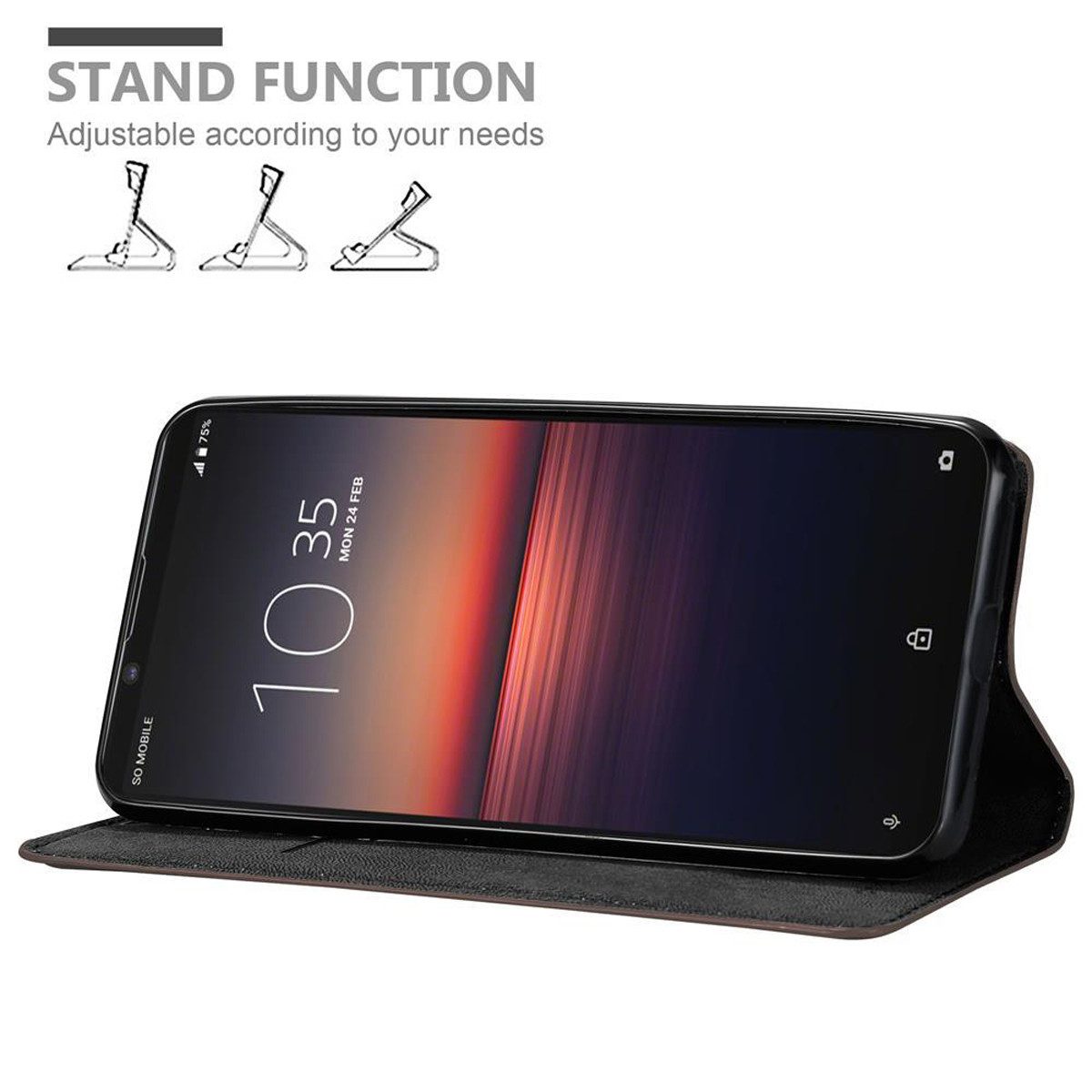 Cadorabo Handyhülle für Sony Xperia 1 II Hülle Sony Xperia 1 II, Hülle Schutzhülle mit Standfunktion, Magnetverschluss und Kartenfach