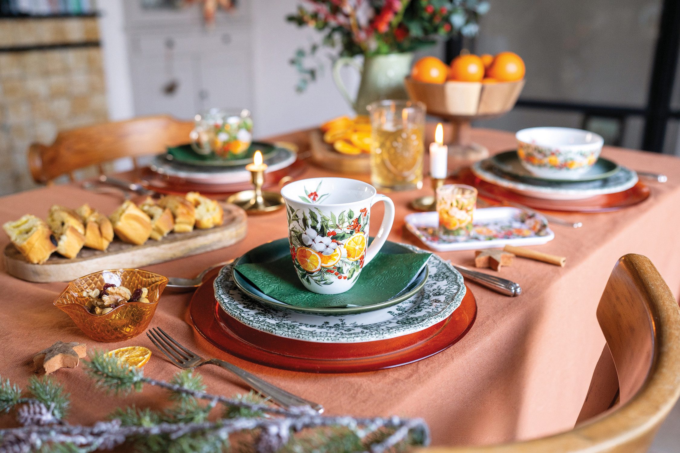 Ambiente® Tablett Winter oranges, Melamin, (1-tlg., 1-teilig), Serviertablett Küchentablett mit Griffen 33x47x2,5cm aus Melamin