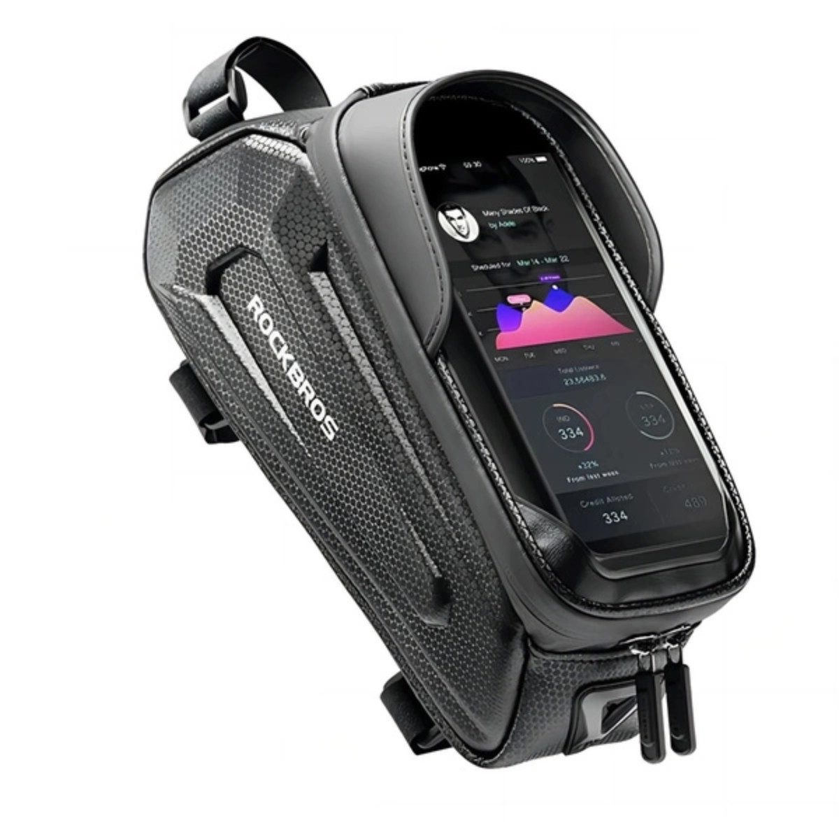 ROCKBROS Fahrradtasche Gepanzerte Fahrradtasche Rockbros B68-1 mit Handytasche 1,7l – Schwarz (Einzel, Einzelartikel), Wasserdicht, mit Handyfach, einfache Montage