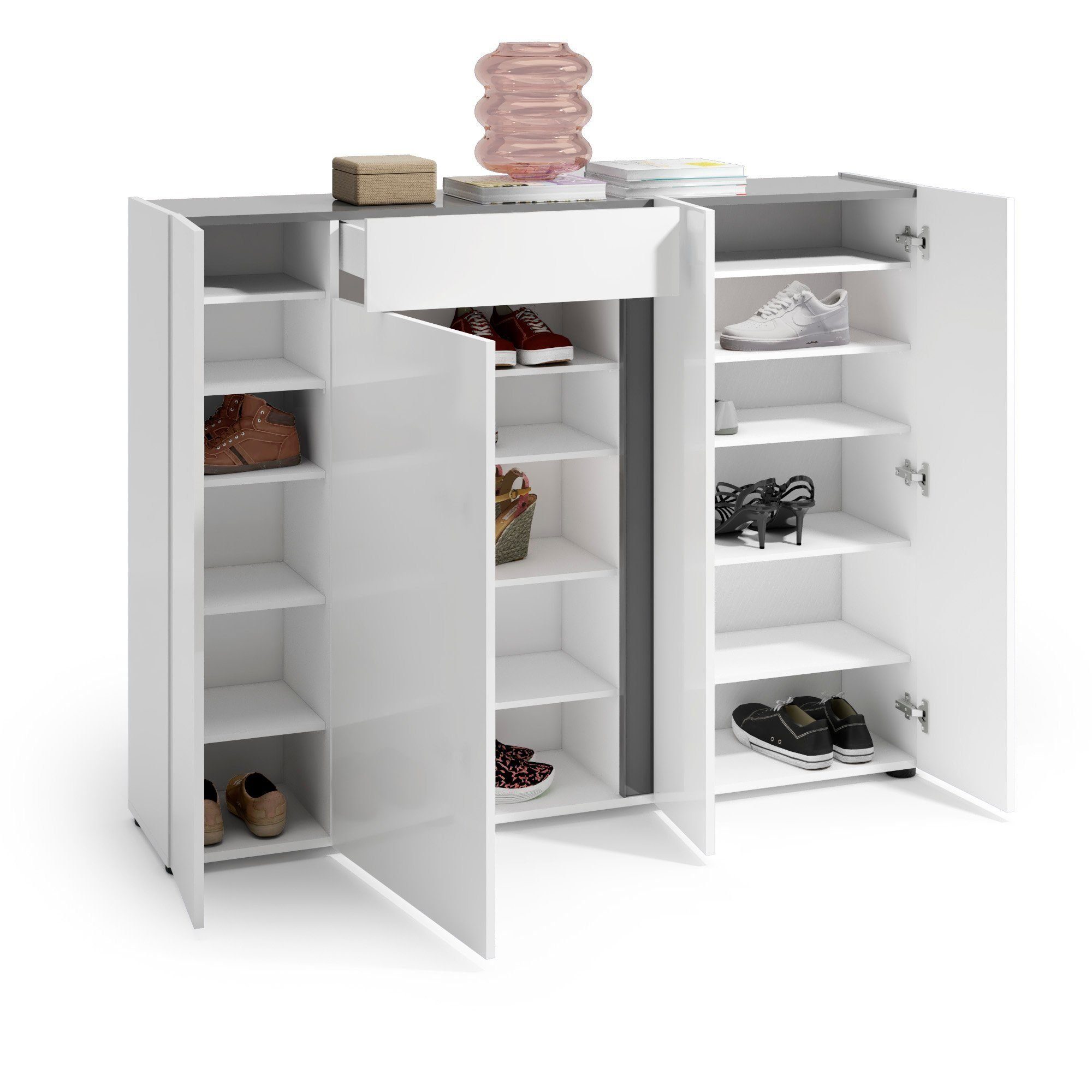 KITALY Schuhkommode in wei, Holzwerkstoff - 149x115x34cm (BxHxT) (1 St)