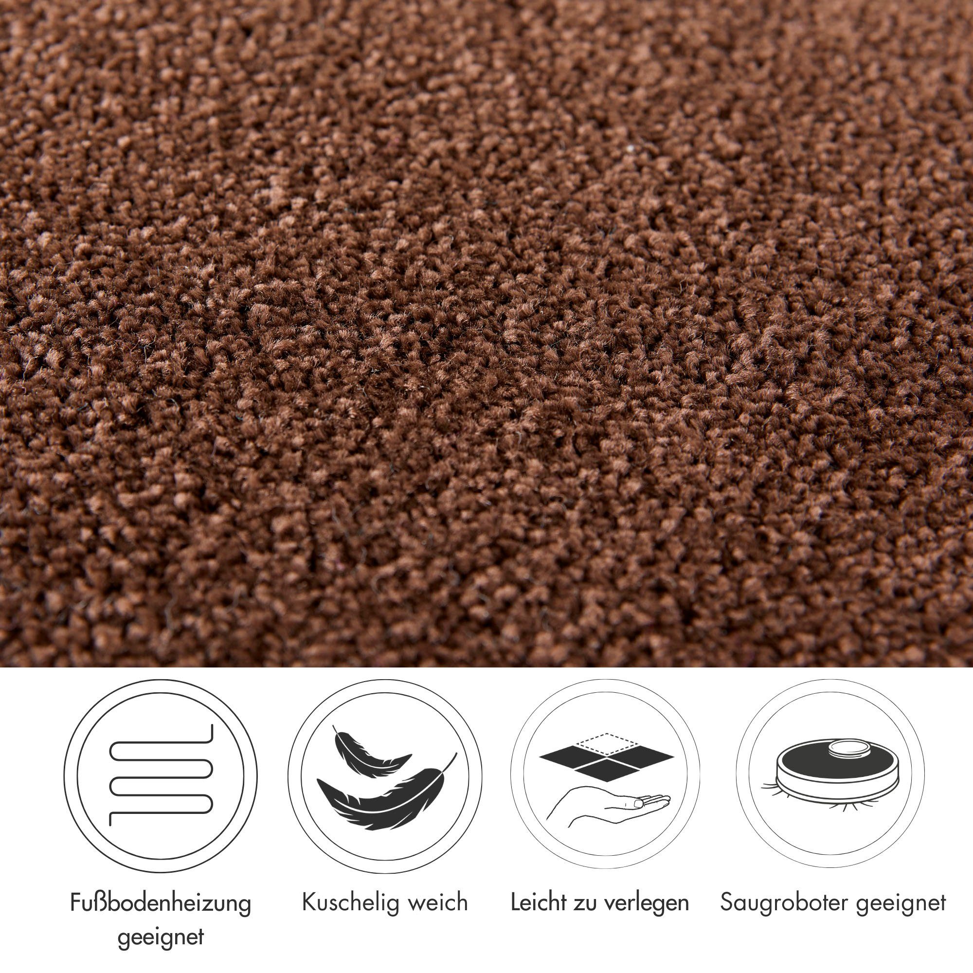 Andiamo Teppichboden Sophie, Frisee-Velours, Gesamthöhe 12 mm, Luxusklasse LC3, rechteckig, Uni Farben, Breite 400 cm oder 500 cm, strapazierfähig & pflegeleicht