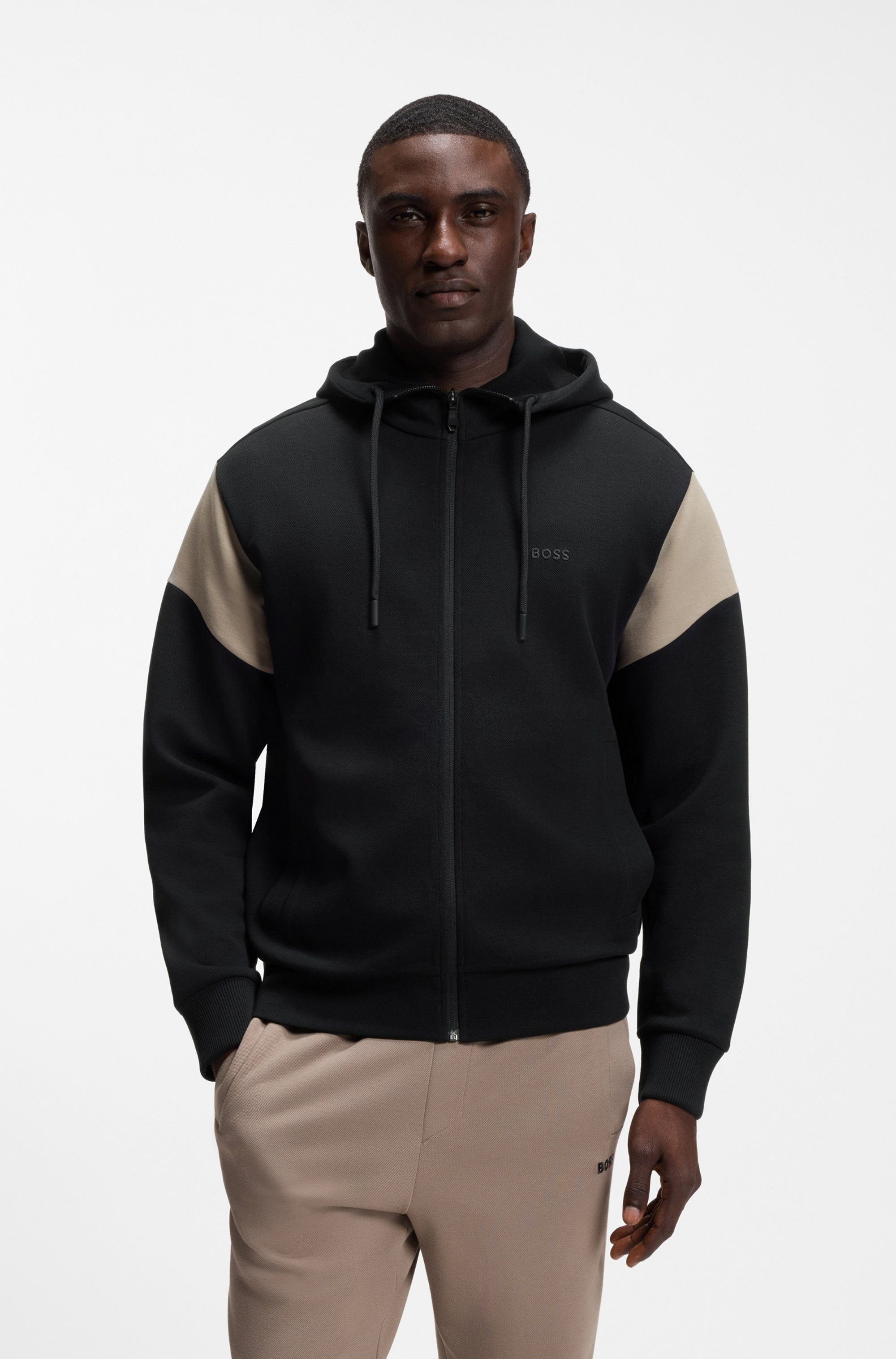 BOSS GREEN Kapuzensweatjacke Union Saggy Kapuze, Regular Fit, Baumwoll-Mix