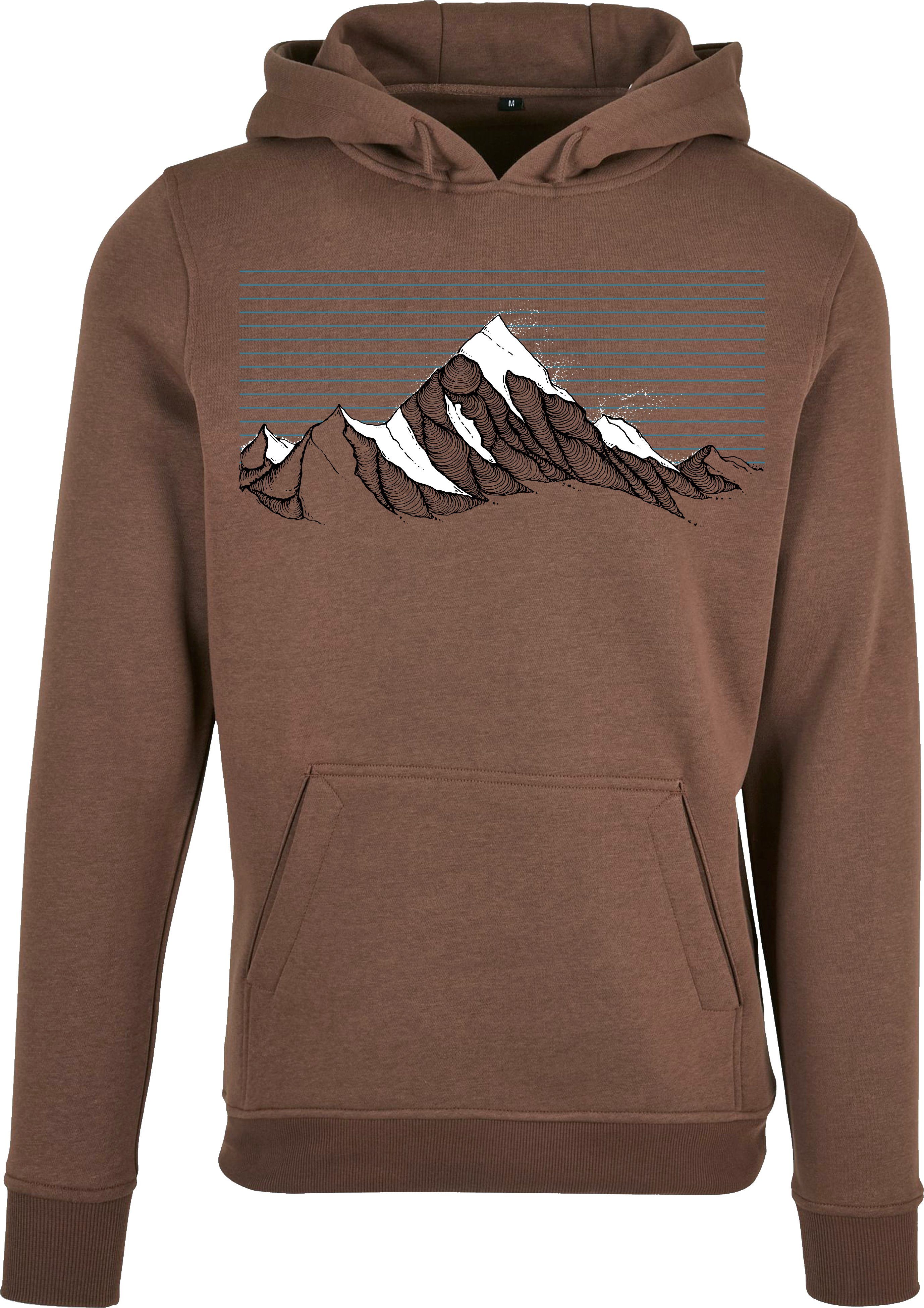 Baddery Kapuzenpullover Hoodie : Bergwind - Kletter Kleidung - Wander Outdoor Zubehör hochwertiger Siebdruck