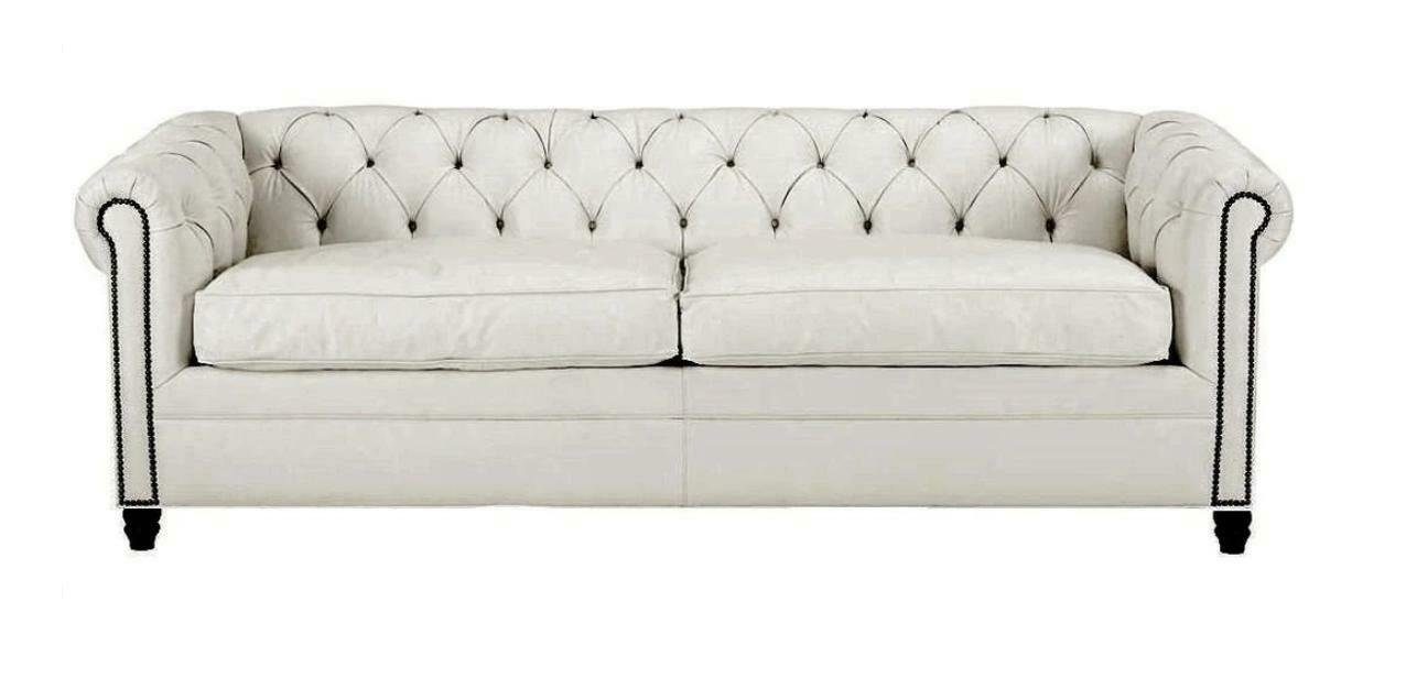 Chesterfield Europe Grau Weiß in Made Couchen Leder, JVmoebel Sofa Modern Design Dreisitzer