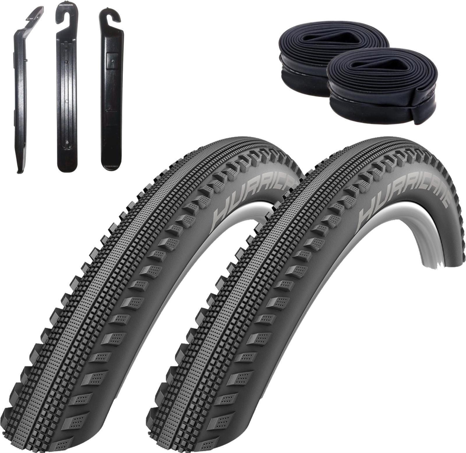 maxxi4you Fahrradreifen 2 x Schwalbe Hurricane 27,5 x 2,25 (57-584) Schwarz + 2 AV19 inkl. RH