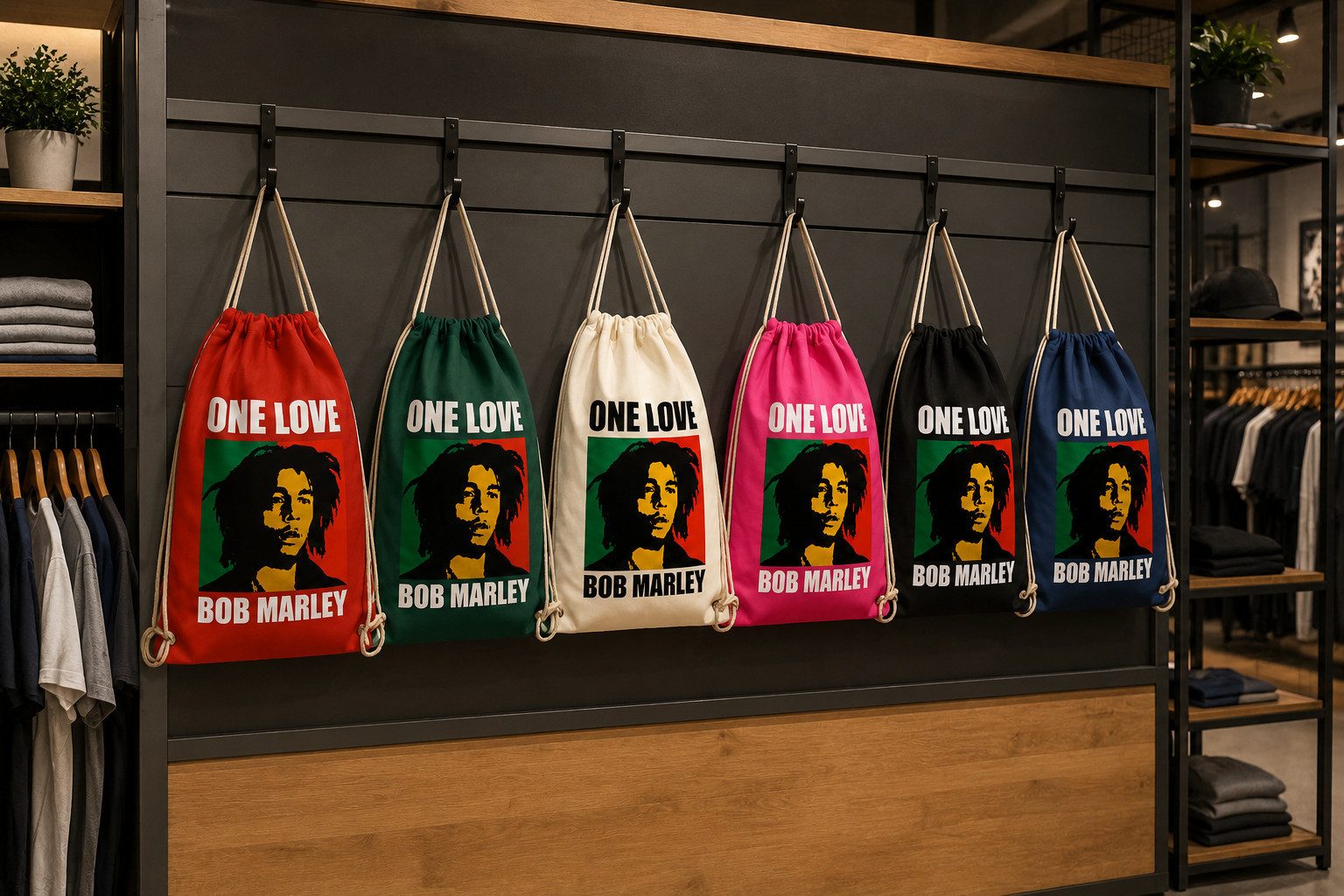 Blondie & Brownie Turnbeutel One Love Beutel Turnbeutel Print Reggae Musik Statement (Einzelartikel, Einzelartikel), One Love Reggae Turnbeutel