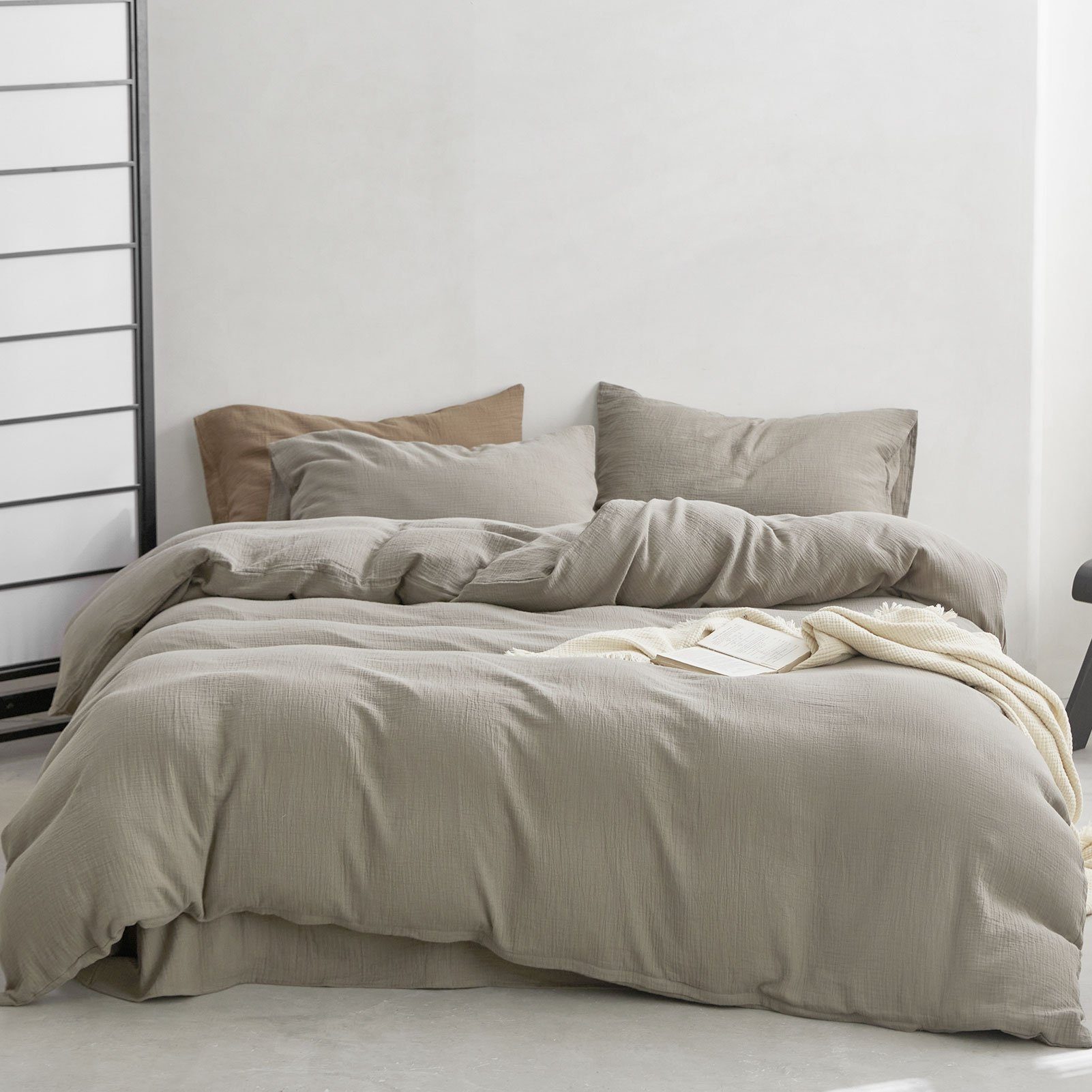 Bettwäsche Musselin, KEAYOO, Musselin, 2 teilig, 100 Baumwolle Knitterlook Bügelfrei Traumhaft