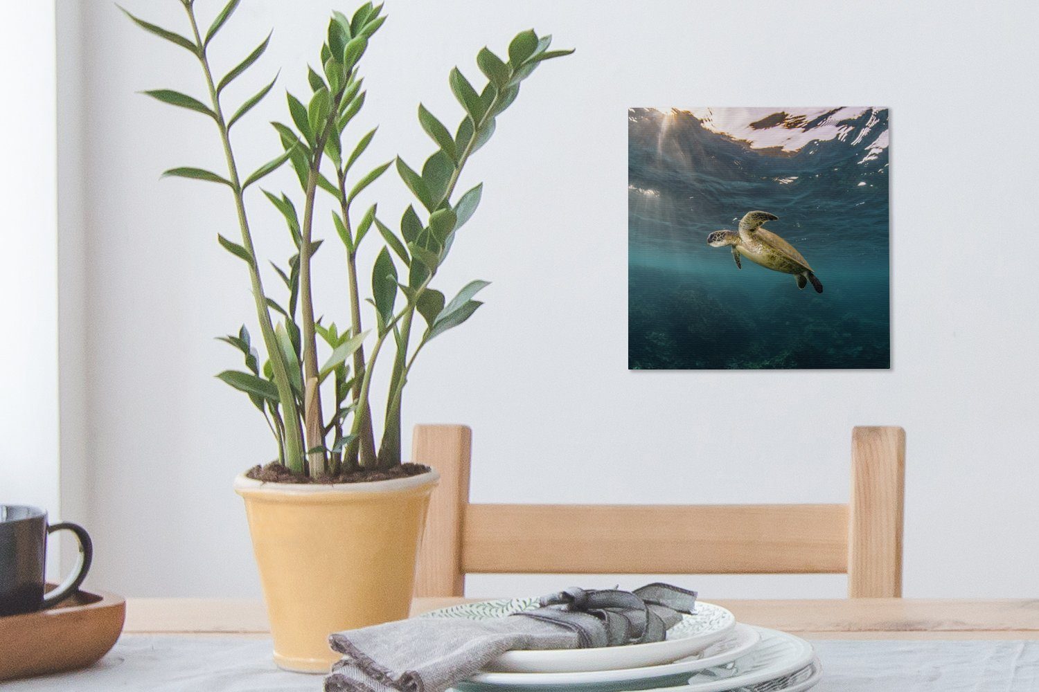 OneMillionCanvasses® Wasser, Leinwand Bilder (1 Schildkröte im Schlafzimmer klaren Leinwandbild Wohnzimmer St), für