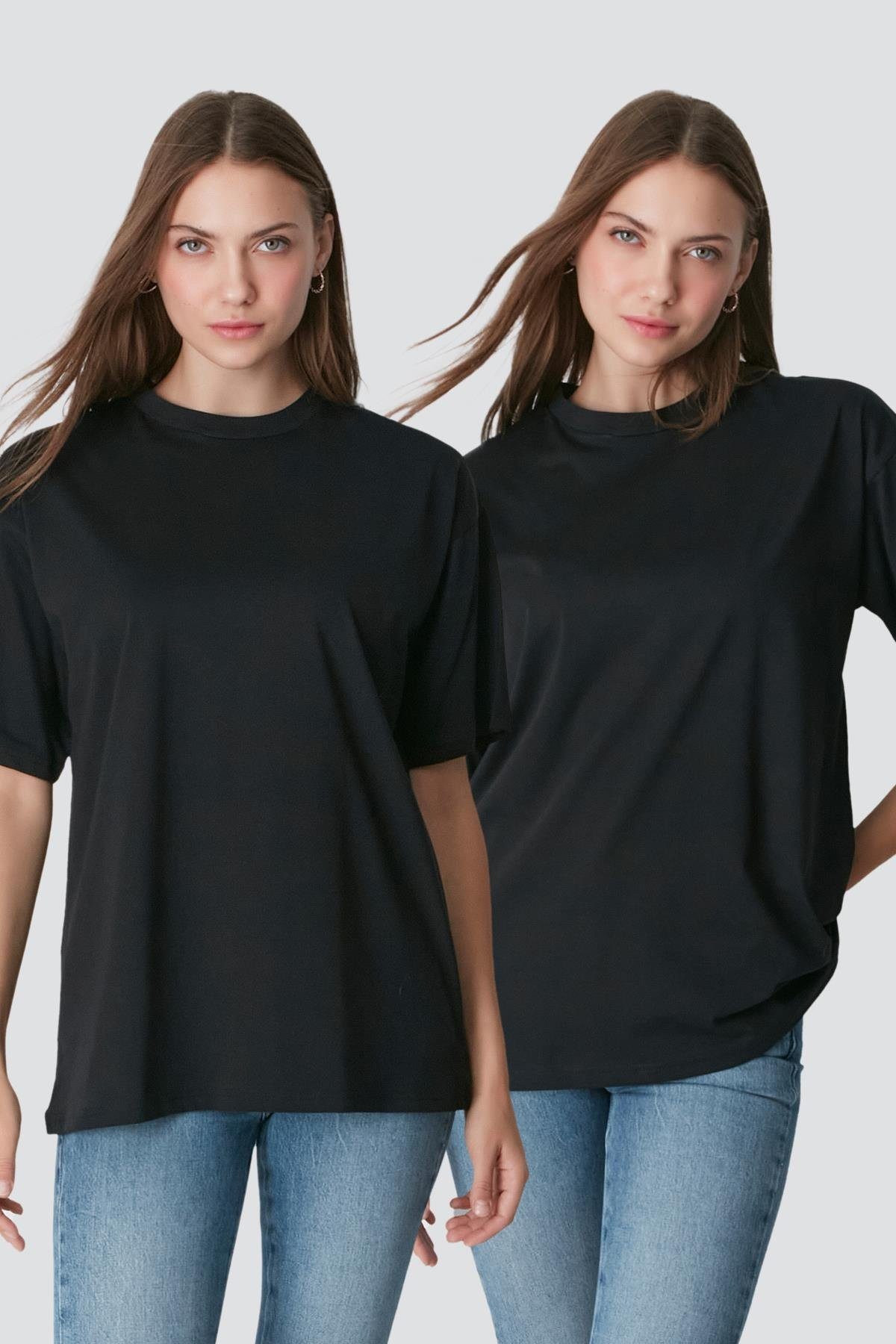 Schlafanzug Kurzarm Fahrradkragen 2er-Pack Freizeit T-Shirt