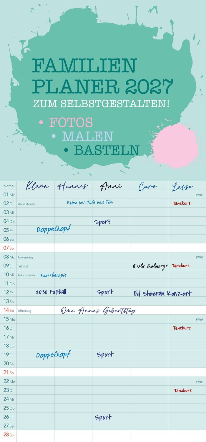 Familienkalender Familienplaner 2027 zum Selbstgestalten