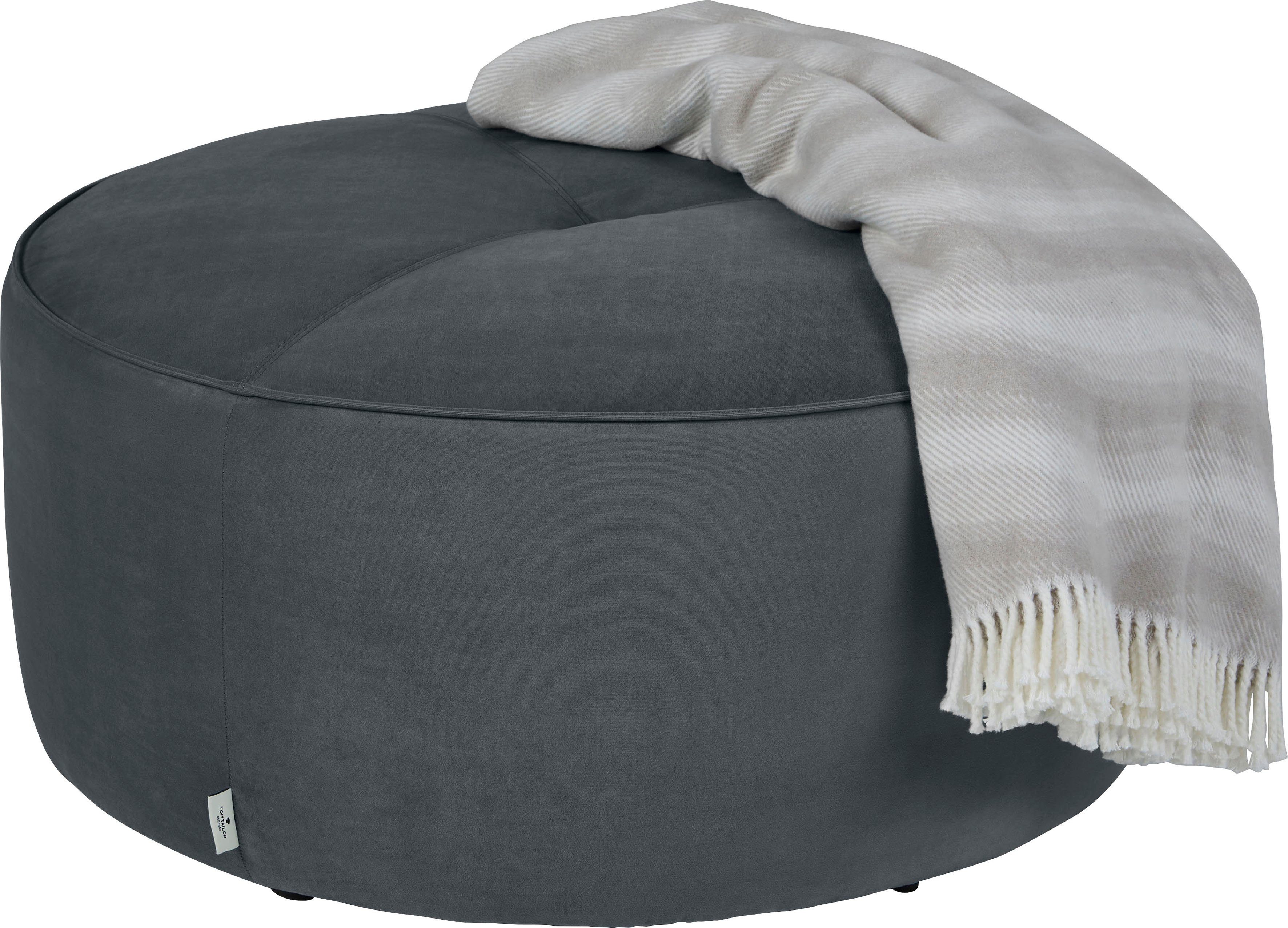 Pouf TAILOR Steppung & Kedernaht ø Sitz, TOM DROP mit HOME CHIC, im 90 cm