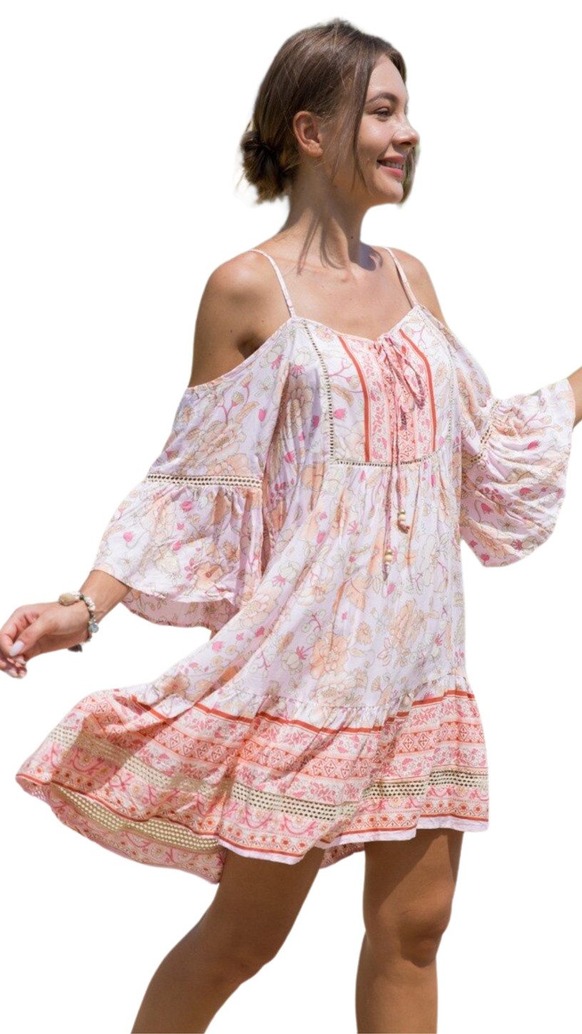 Charis Moda Sommerkleid Tunikakleid schulterfrei romantisch günstig online kaufen