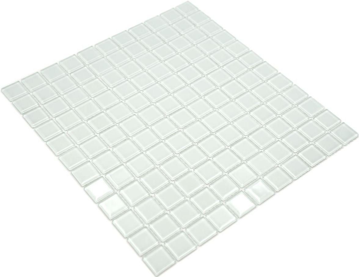 Mosani Mosaikfliesen Mosaikfliese weiss mit grünstich Glasmosaik Schwimmbadmosaik