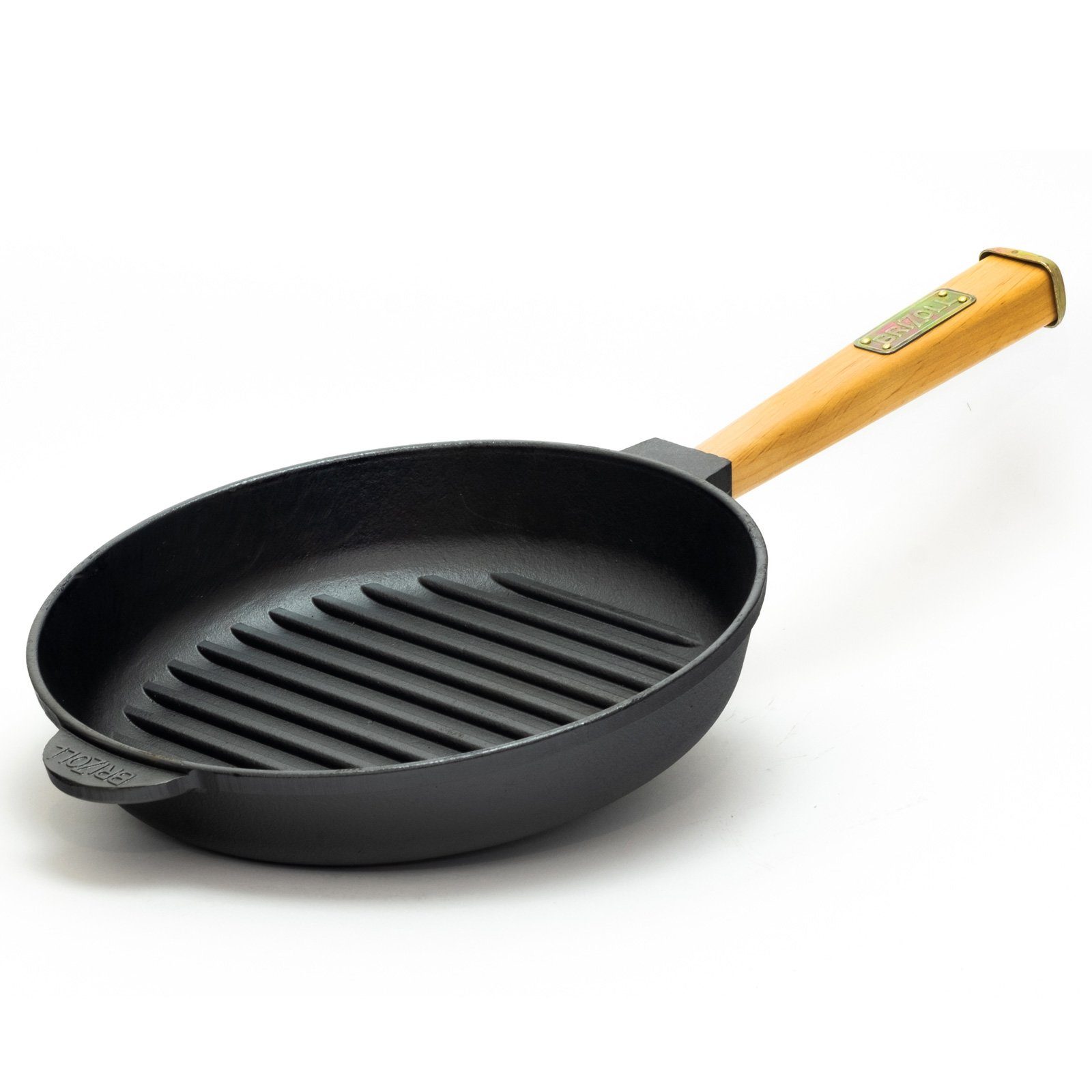 Bratpfanne Steakpfanne), abschraubbarer (Feuerpfanne Induktion Gusseisen Grillpfanne Ø28cm Griff, / Induktion Holzgriff, 4BIG.fun Gusseisen