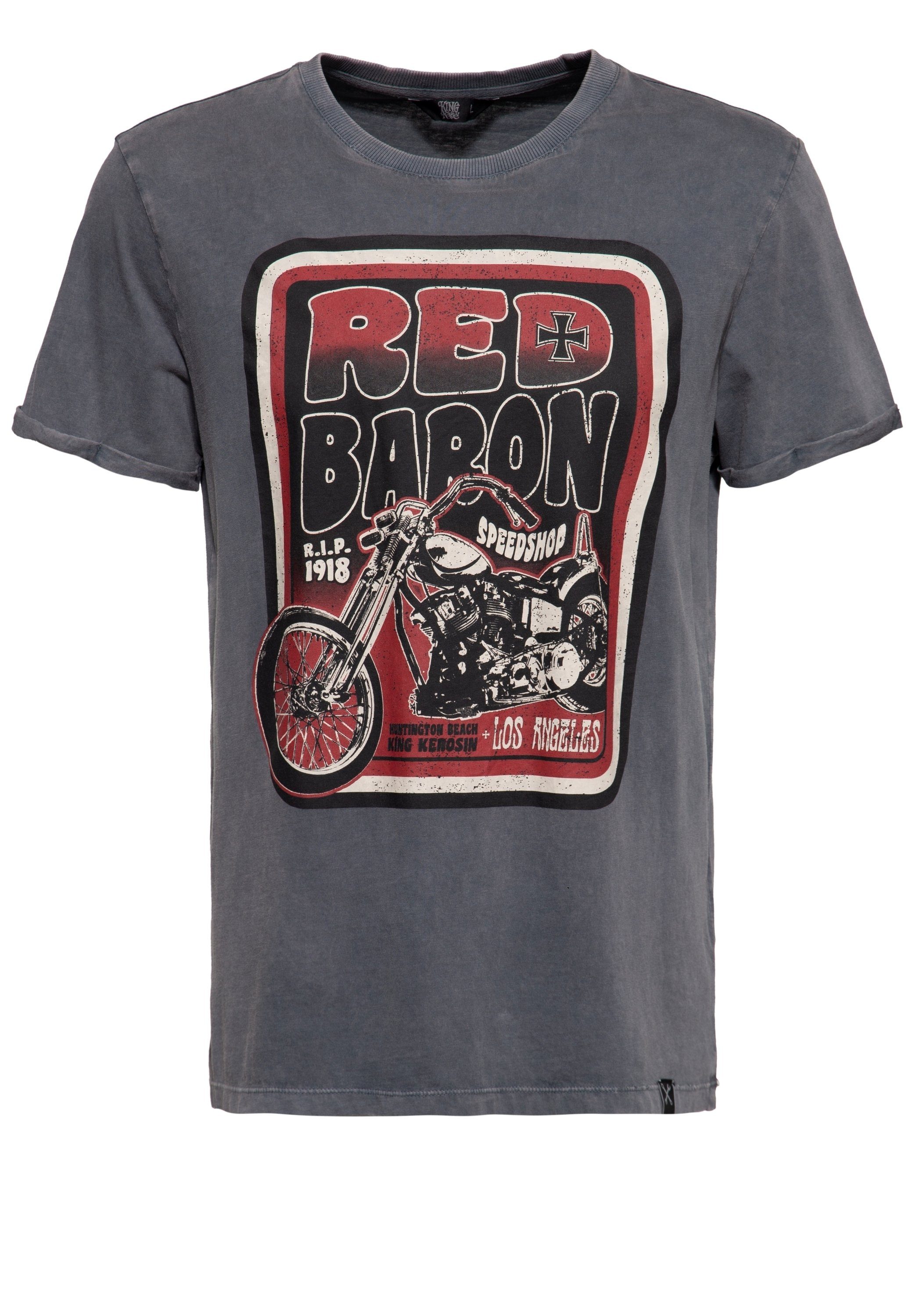 T-Shirt Print mit KingKerosin Acidwash Baron Red Speedshop