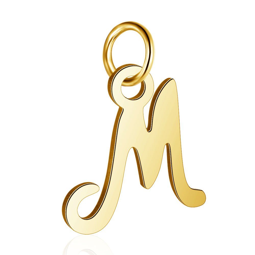 BUNGSA Anhänger Set Anhänger Buchstaben Gold aus Edelstahl Unisex M (1 Armband, 1-tlg), Pendant Halsketten