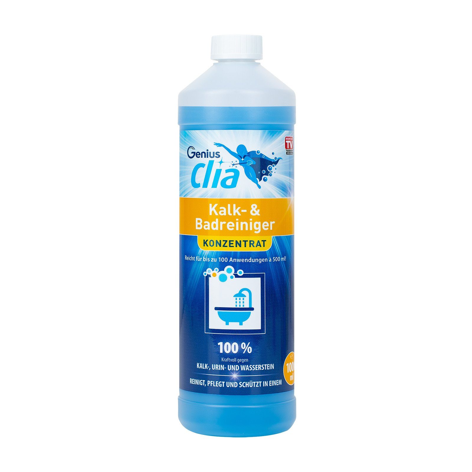 Genius Clia Kalk und Badreiniger Konzentrat 1L, Kalkweg, AntiKalk Reiniger Reinigungsspray