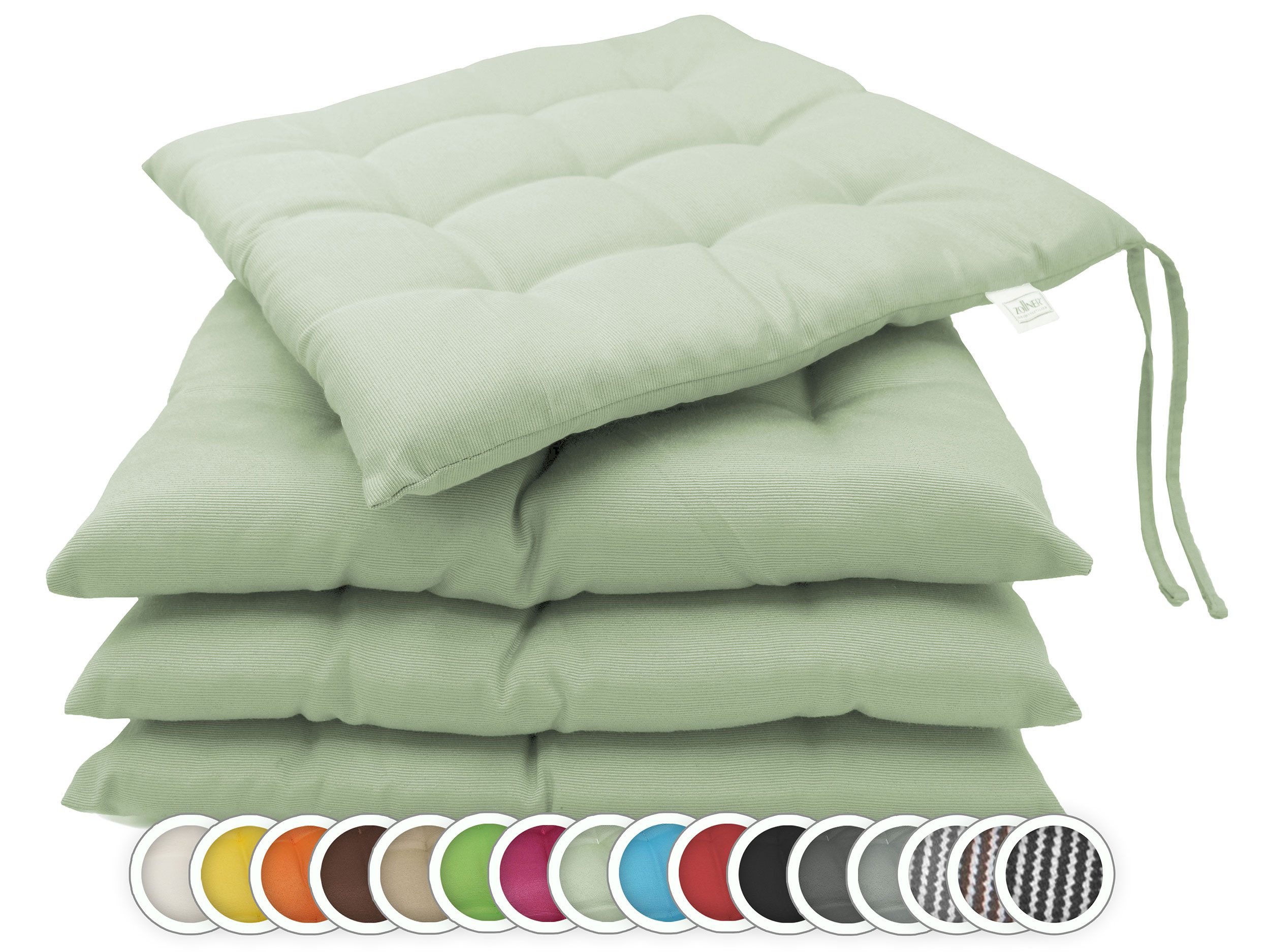 ZOLLNER Stuhlkissen, 40 x 40 x 3 cm, mit Bindebänder, für Indoor und Outdoor