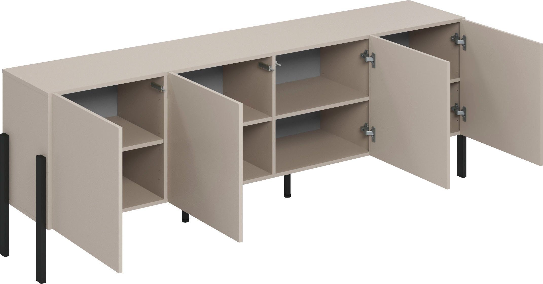 OTTO home Kommode Jukon,Breite 200 cm, moderne grifflose Kommode,4 Türen, Sideboard, Anrichte viel Stauraum, push-to-open-Funktion