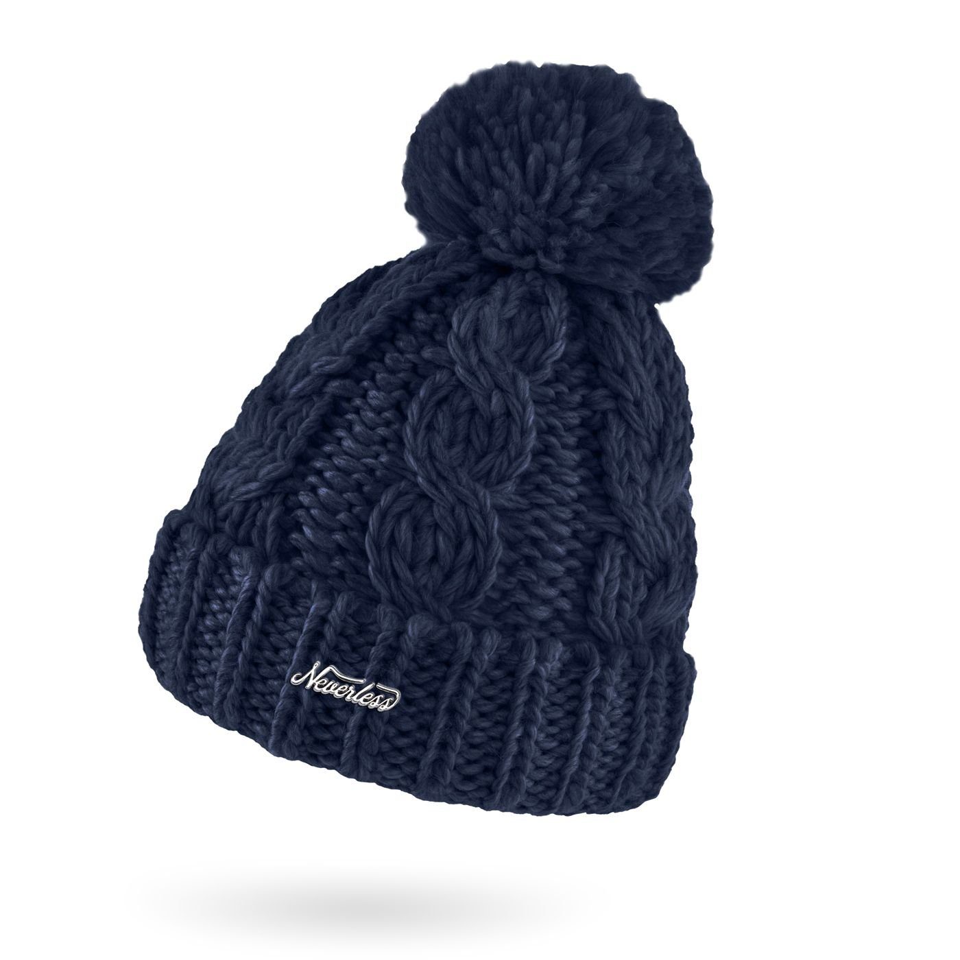 Neverless Bommelmütze Damen Mütze Grobstrick Strick-Bommel Pudelmütze Zopfs günstig online kaufen