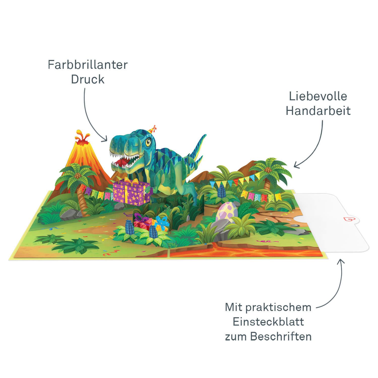 papercrush Geburtstagskarte Dinosaurier Pop-Up Karte