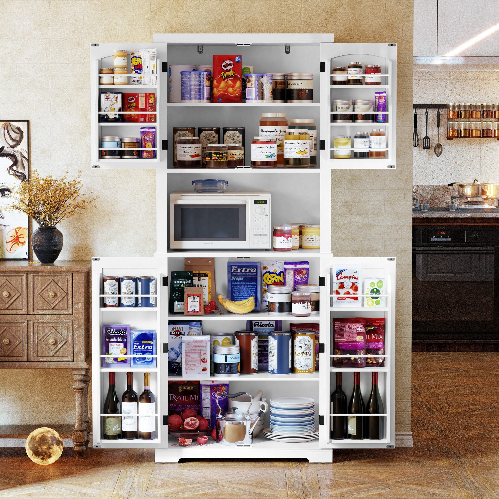 HOLTICO Hochschrank Küchenschrank mit Arbeitsplatte, Buffetschrank, Esszimm günstig online kaufen