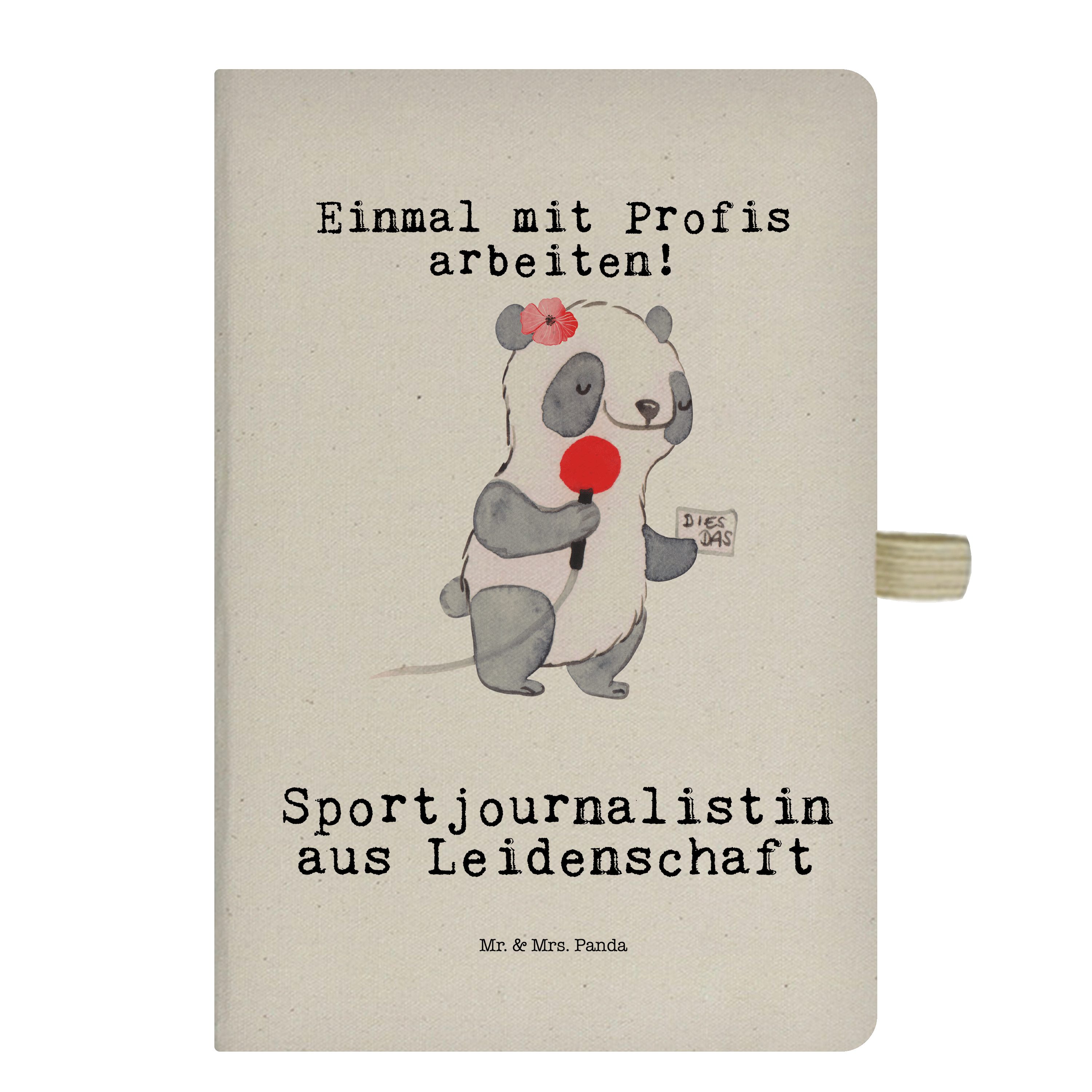 Mr. & Mrs. Panda Notizbuch Sportjournalistin aus Leidenschaft - Transparent - Geschenk, Kladde, Mr. & Mrs. Panda